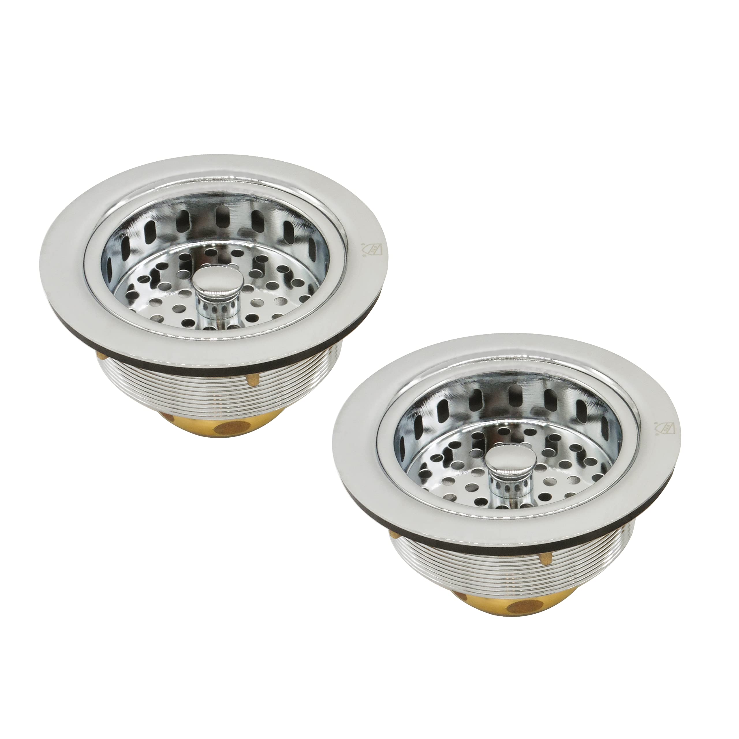 Westbrass D2145-05 3-1/2 Post Style Large Kitchen Sink Basket Strainer, Polished Nickel (2-Pack)