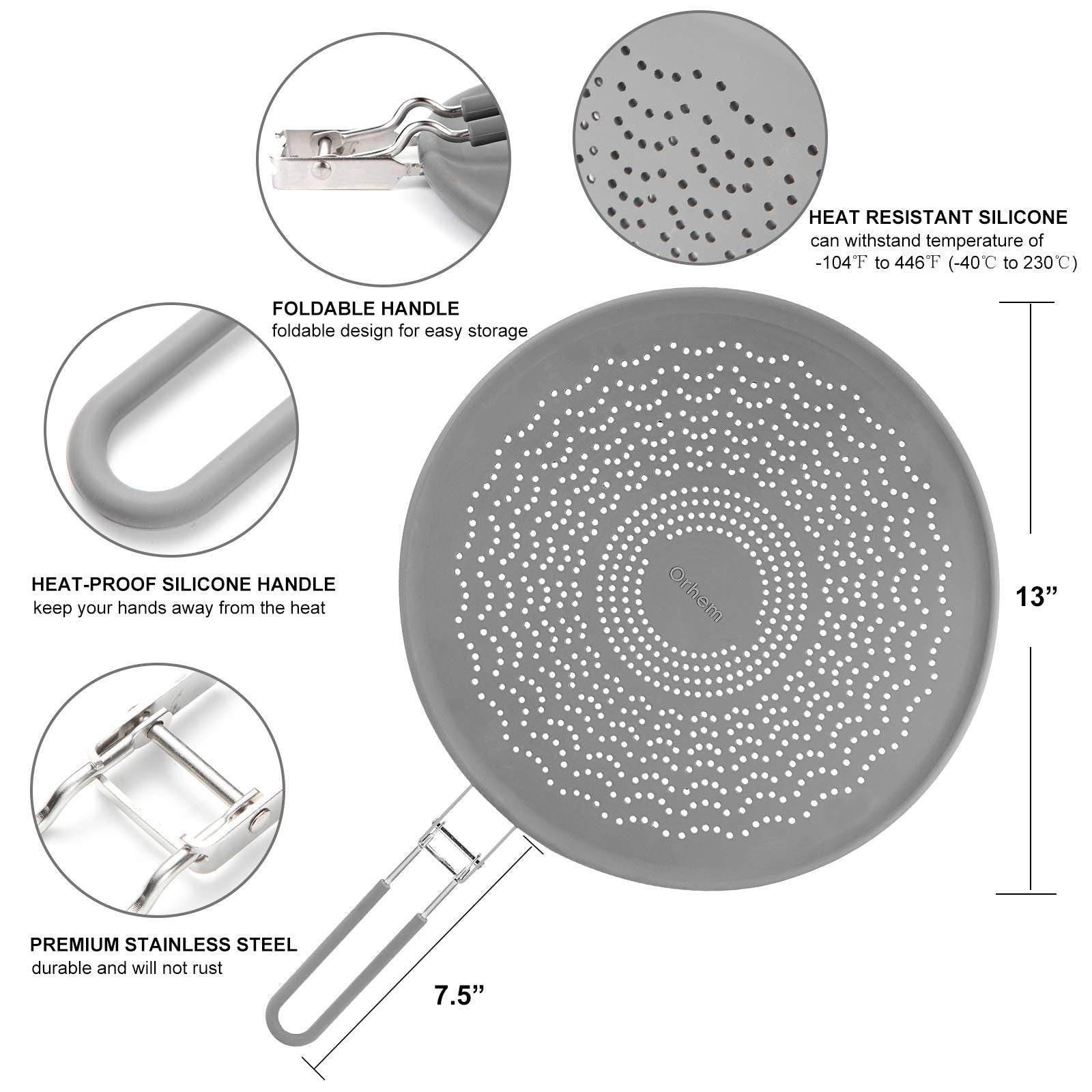 13    Silicone Splatter Screen Pan Cover With Folding Handle, Heat Insulation Cooling Mat, Strainer, Drain Board, Oil Splash Gua