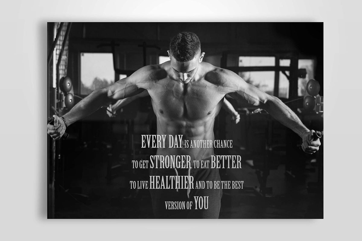 Ezposterprints - Bodybuilding Men Girl Fitness Workout Quotes Motivational Inspirational Muscle Gym Posters - Wall Art Print For