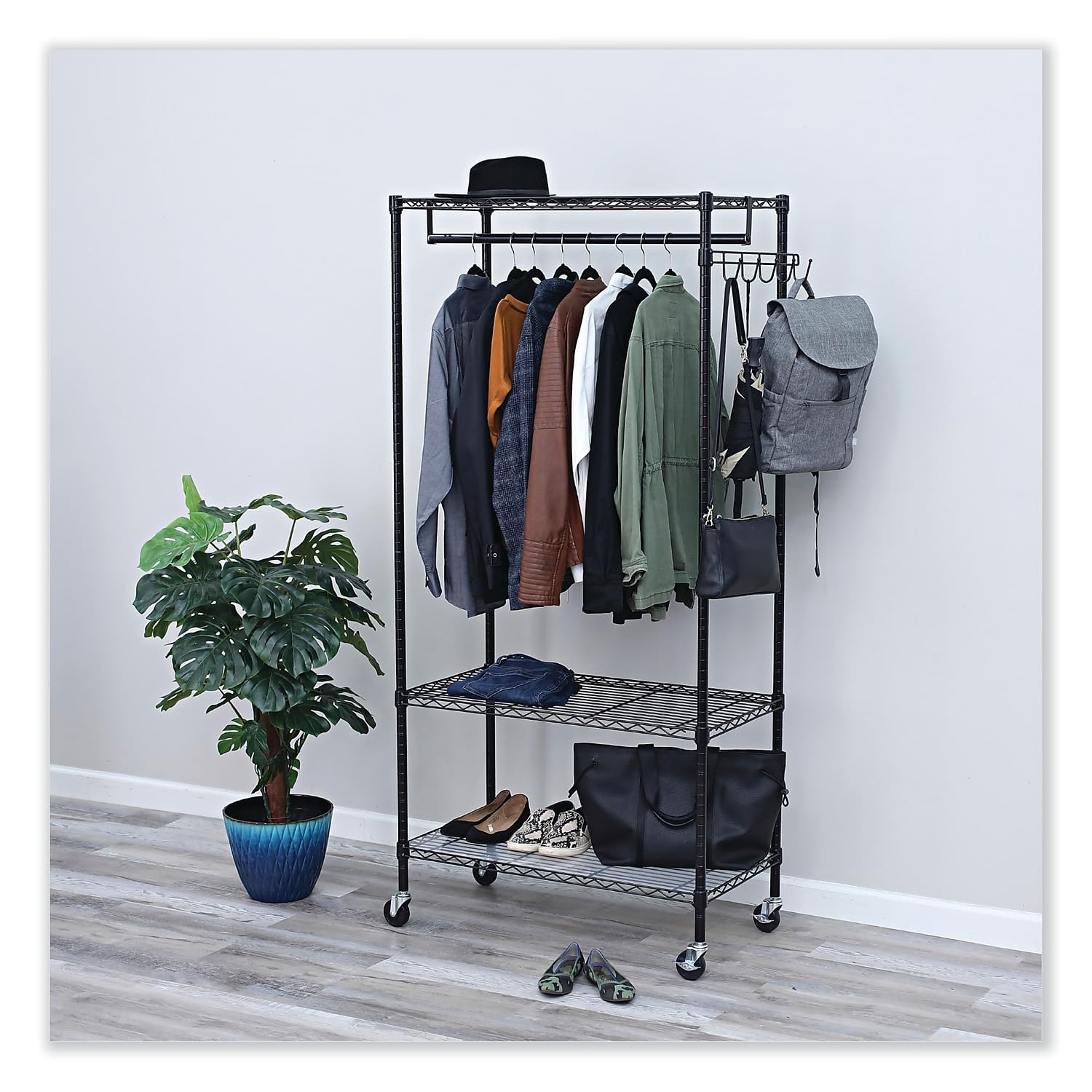 Alera Alegr363618Bl 36 In. W X 18 In. D X 75 In. H 30 Garments Wire Shelving Garment Rack - Black