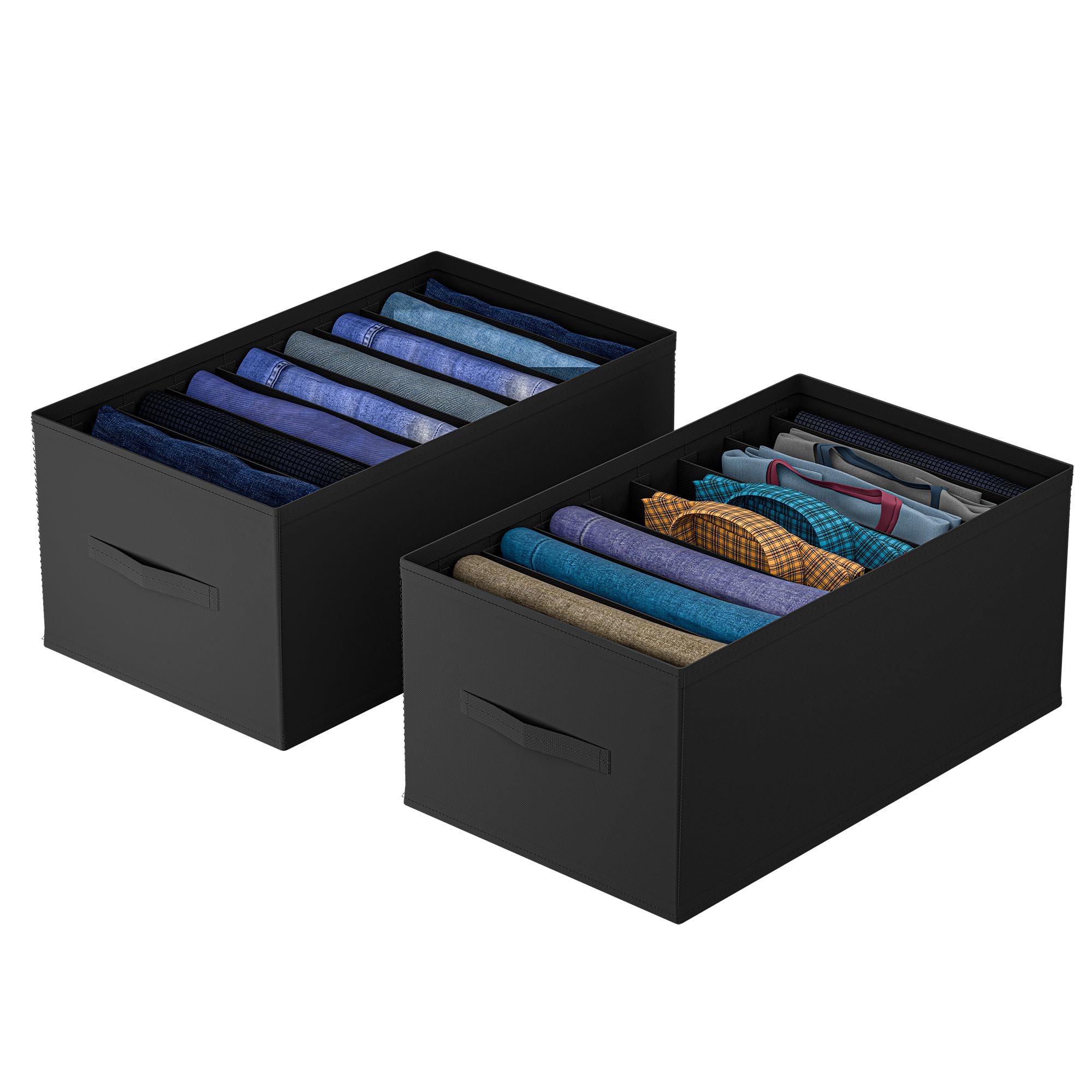 Urbane Home (Pack Of 2) Wardrobe Organizer | Jeans, Bra, PantySocks Storage Organizer | 9 Grid Trouser Box | Folding Closet Org