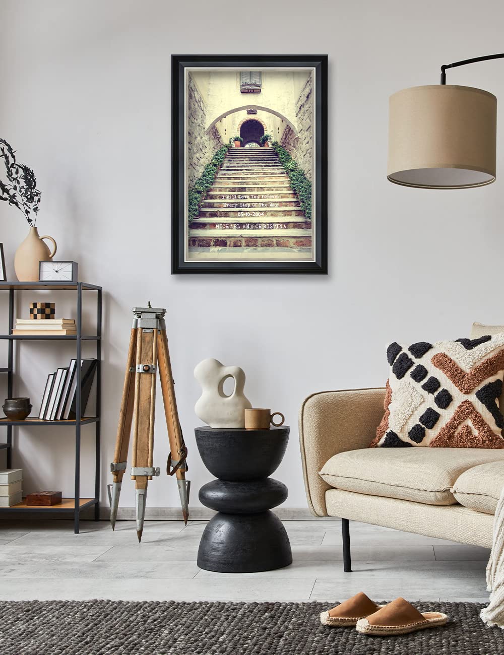 Ipic - Love You Every Step, Personalized Framed Wall Art With Names And Date On, Giclee Prints Framed With Solid Wood, Custom Me