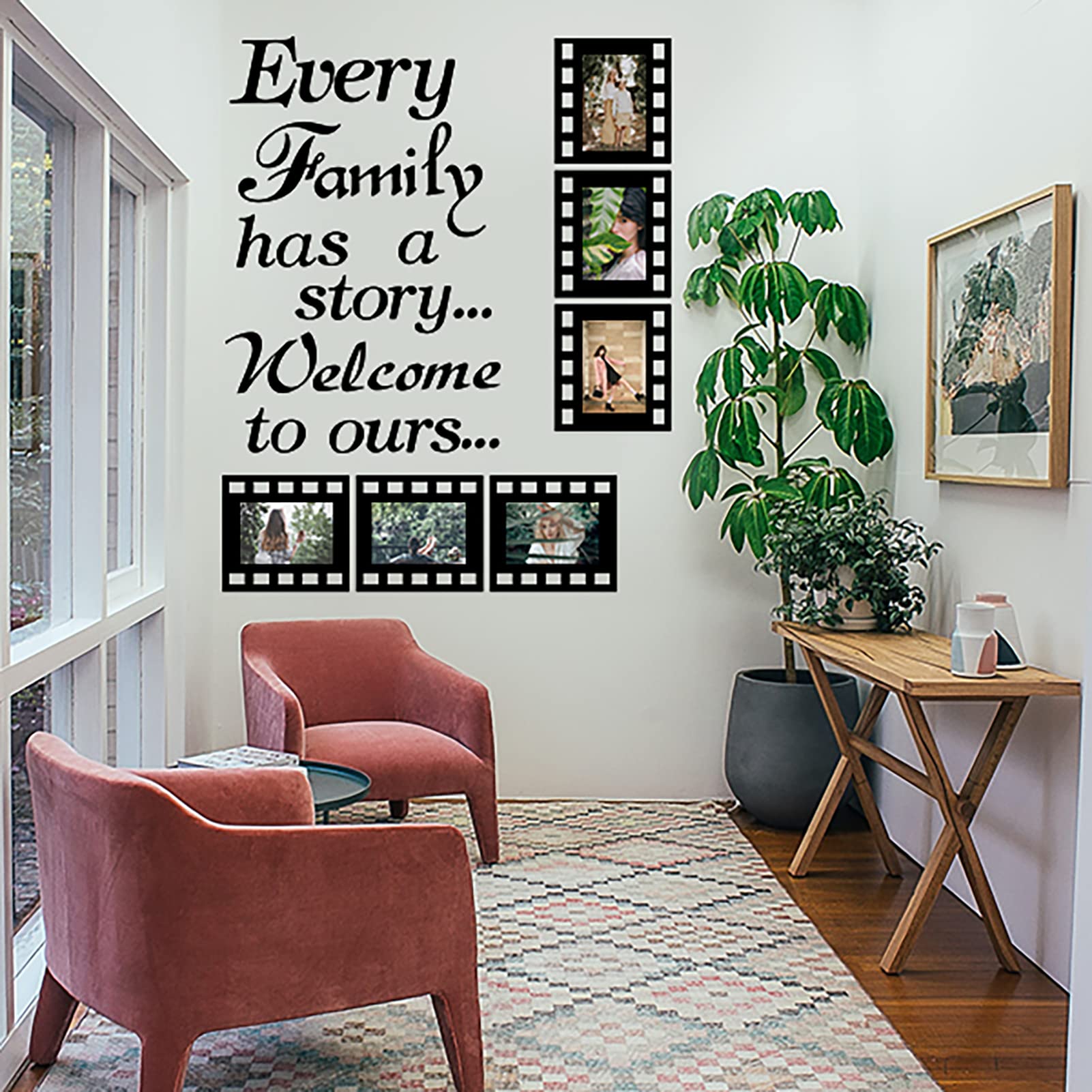 Every Family Has A Story,Family Wall Art Stickers Contains 6 Pcs 4X6In Picture Frame Wall Decor Stickers For Living Room Family