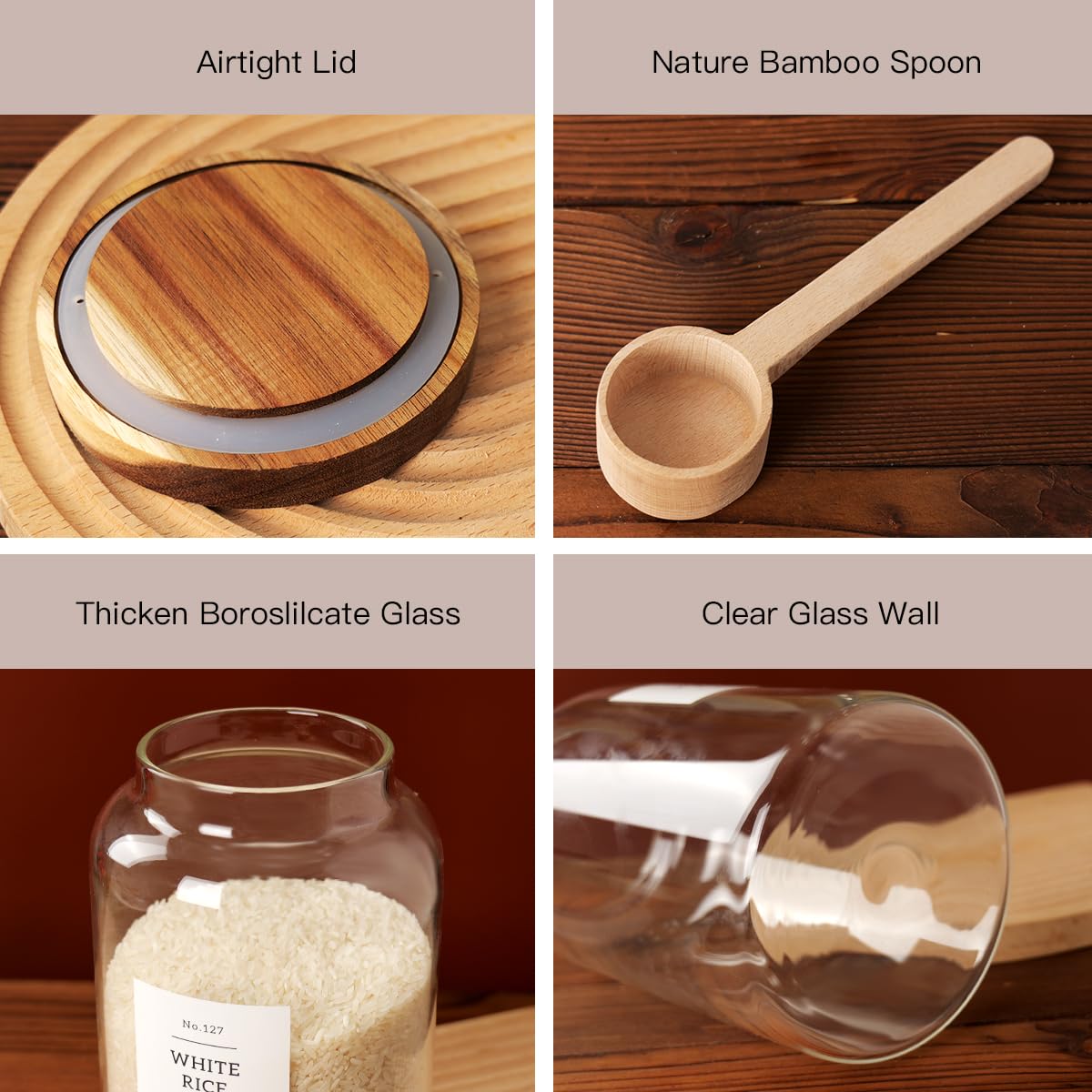 Czszyghbao 2 Pcs Large Glass Jar With Airtight Lid, Glass Food Storage Jars For Tea,Spice,Cereal, Egg,Flour,Coffee And More(98 F