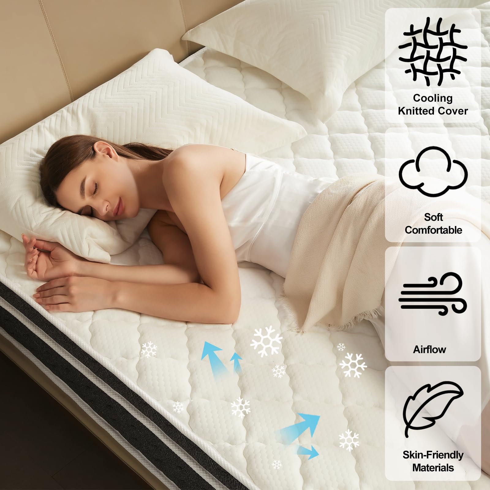 Ablyea King Size Mattress 14 Inch Mattress King Size - Memory Foam & Individually Pocket Coils Springs | Pressure Relief | Motio