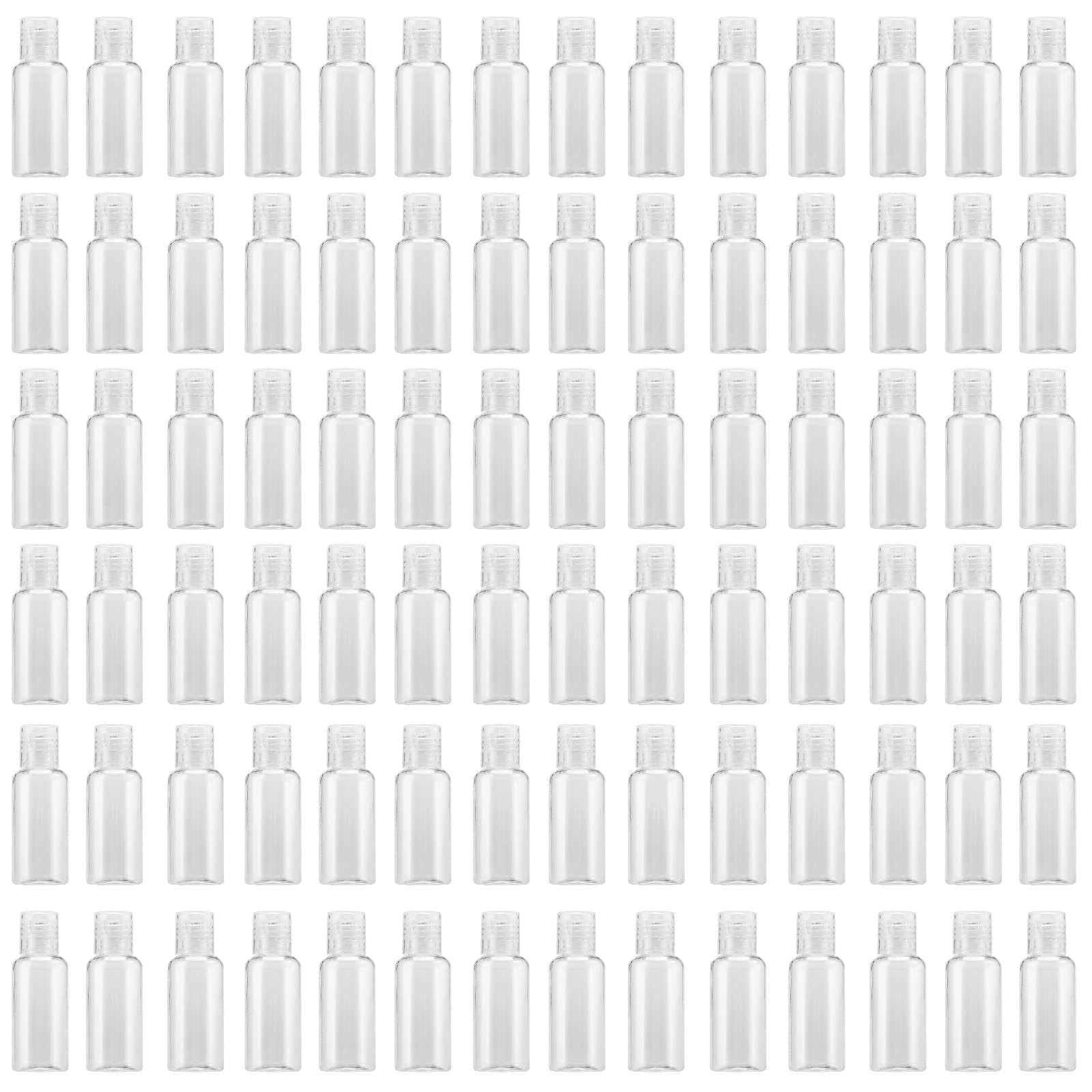 Mouyat 110 Pack 1Oz Clear Plastic Flip Cap Bottles, 30Ml Empty Squeeze Travel Bottles With Flip Cap, Mini Refillable Flip Cap Tr