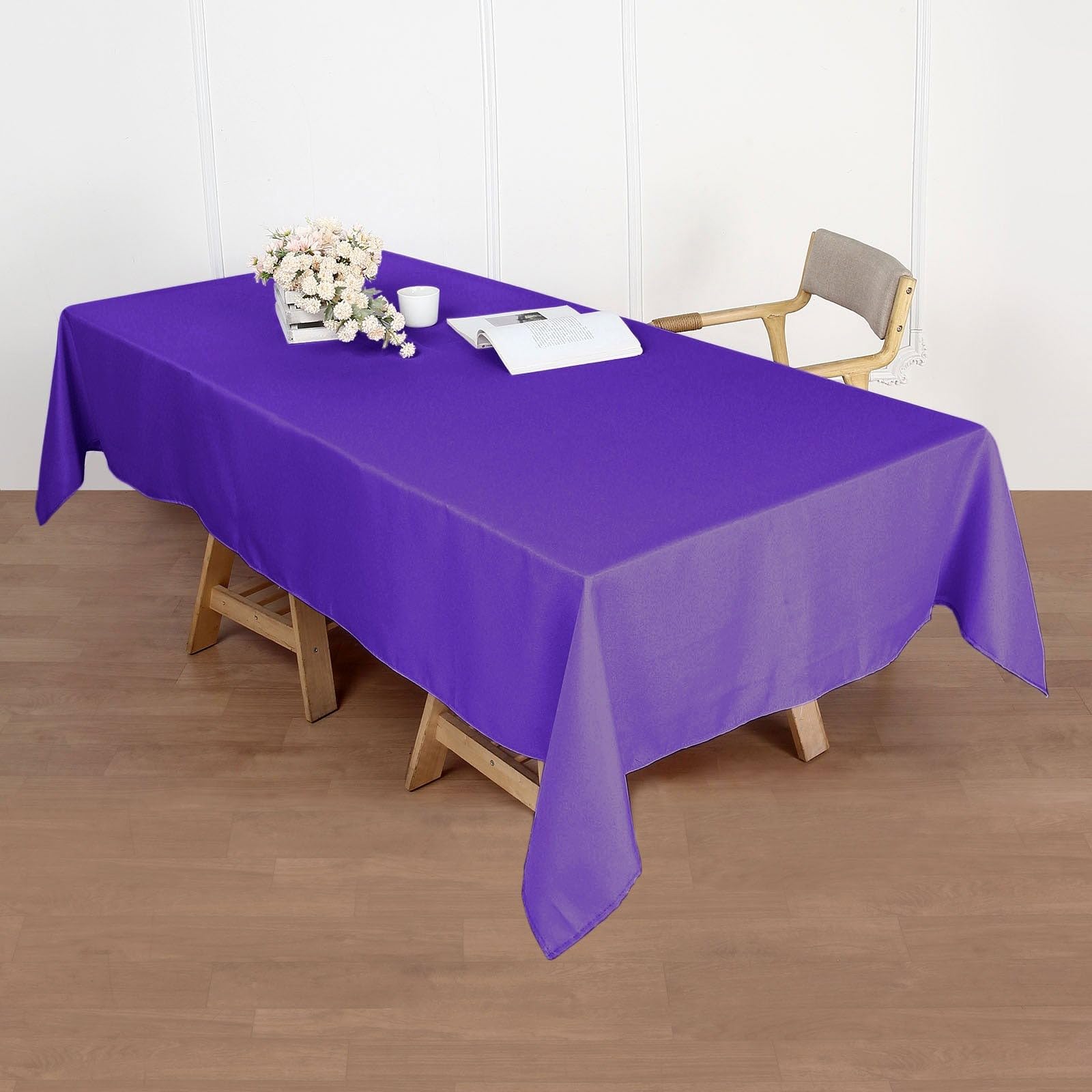 Balsacircle 60X102-Inch Purple Rectangle Polyester Tablecloth Table Cover Linens For Wedding Party Events Kitchen Dining