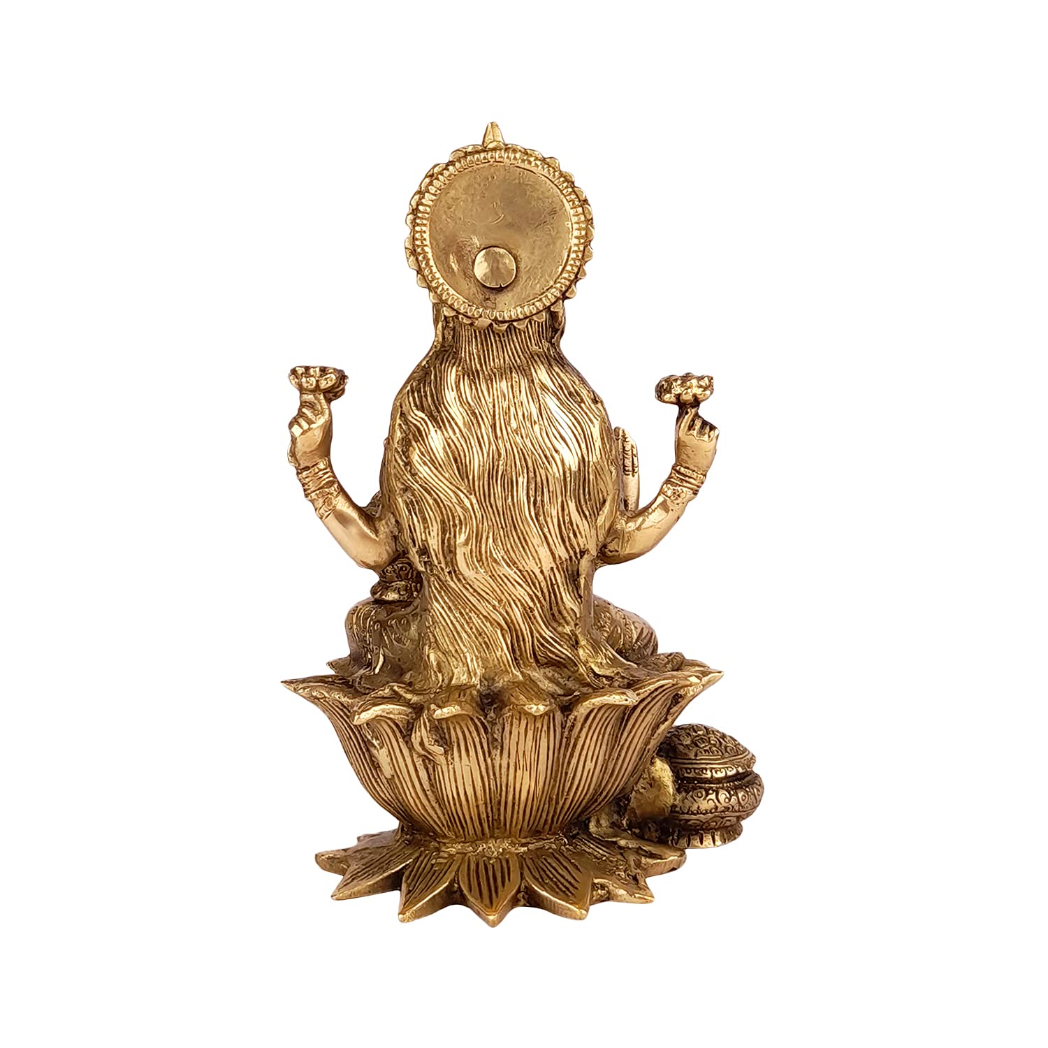 Kartique Brass Idol Maa Lakshmi Sitting On Lotus For Home Office Maha Laxmi Murti Dhan Devi Of Prosperity Wealth Fortune Gold Co
