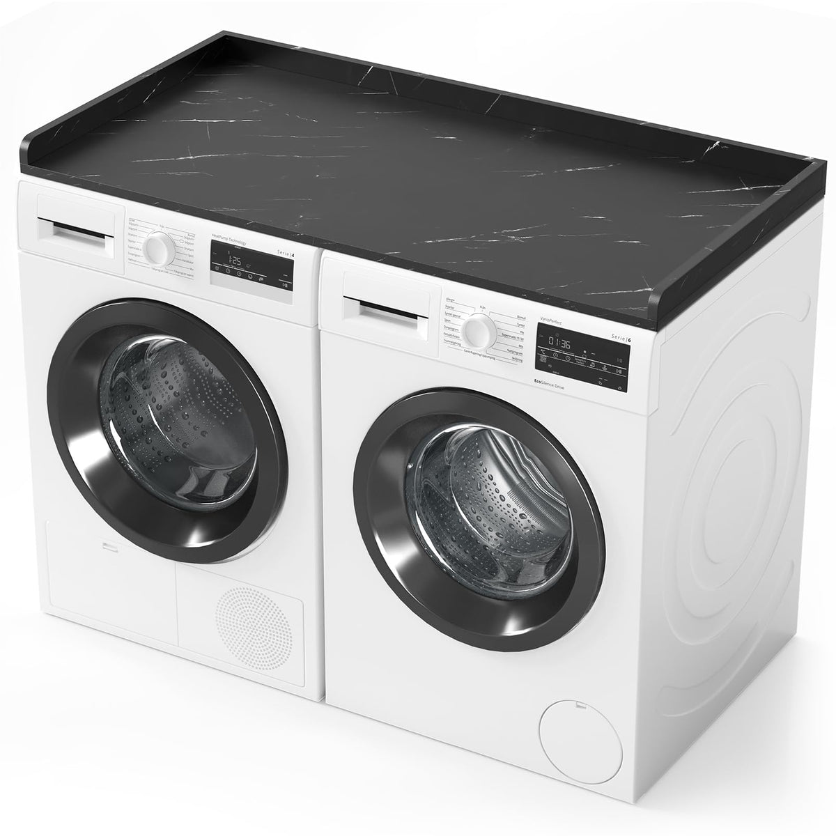 Spaceaid Washer Dryer Countertop, Laundry Wood Shelf Topper With Edge, 54'' Width X 27.5'' Depth Cover Guard Organizer For Washe