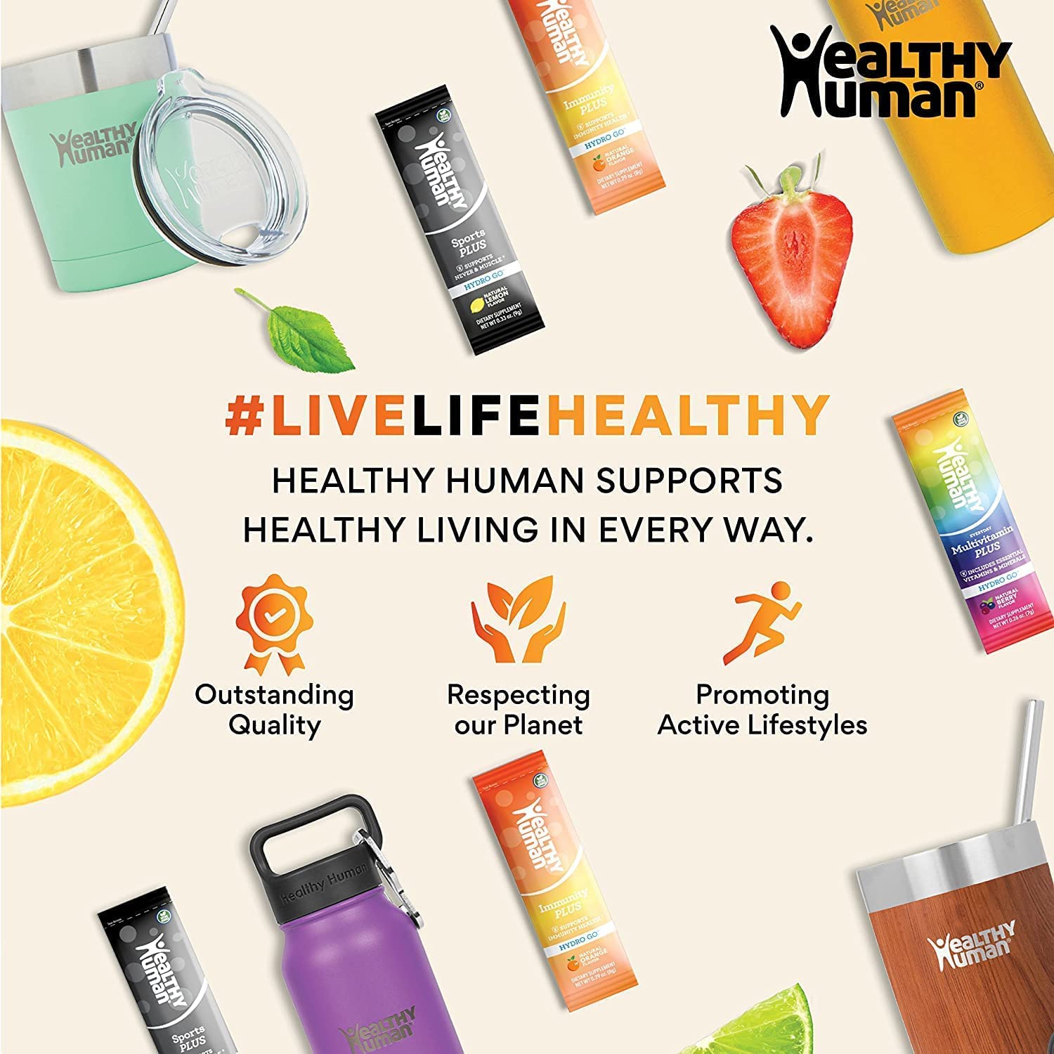 Healthy Human Stainless Steel Tumbler With Straw & Lid | Splash Proof Insulated Travel Cup | Eco-Friendly Coffee Tumblers | Wate