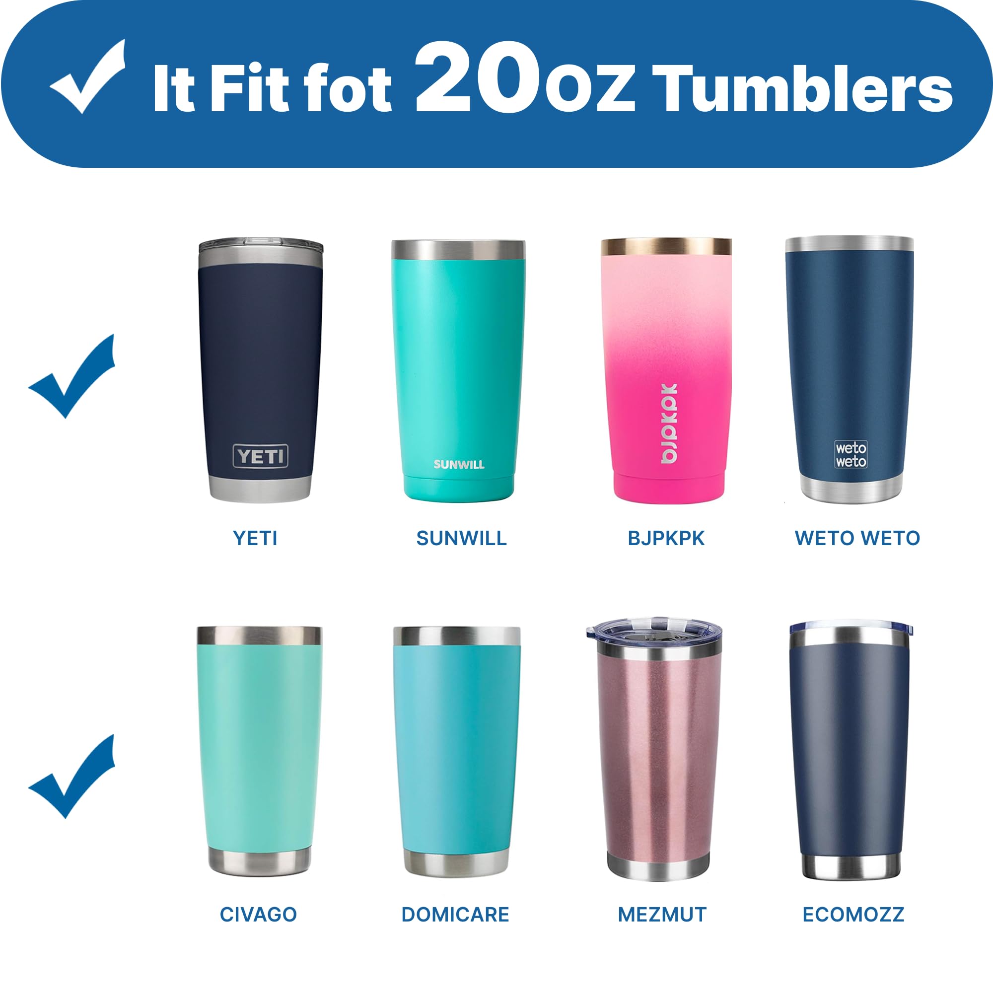 Bluwing 20 Oz Tumbler Lids For Yeti, Sunwill, Wetoweto Tumbler And More, 2 Pack Spill Proof Covers For 20Oz Tumblers, Bpa-Free