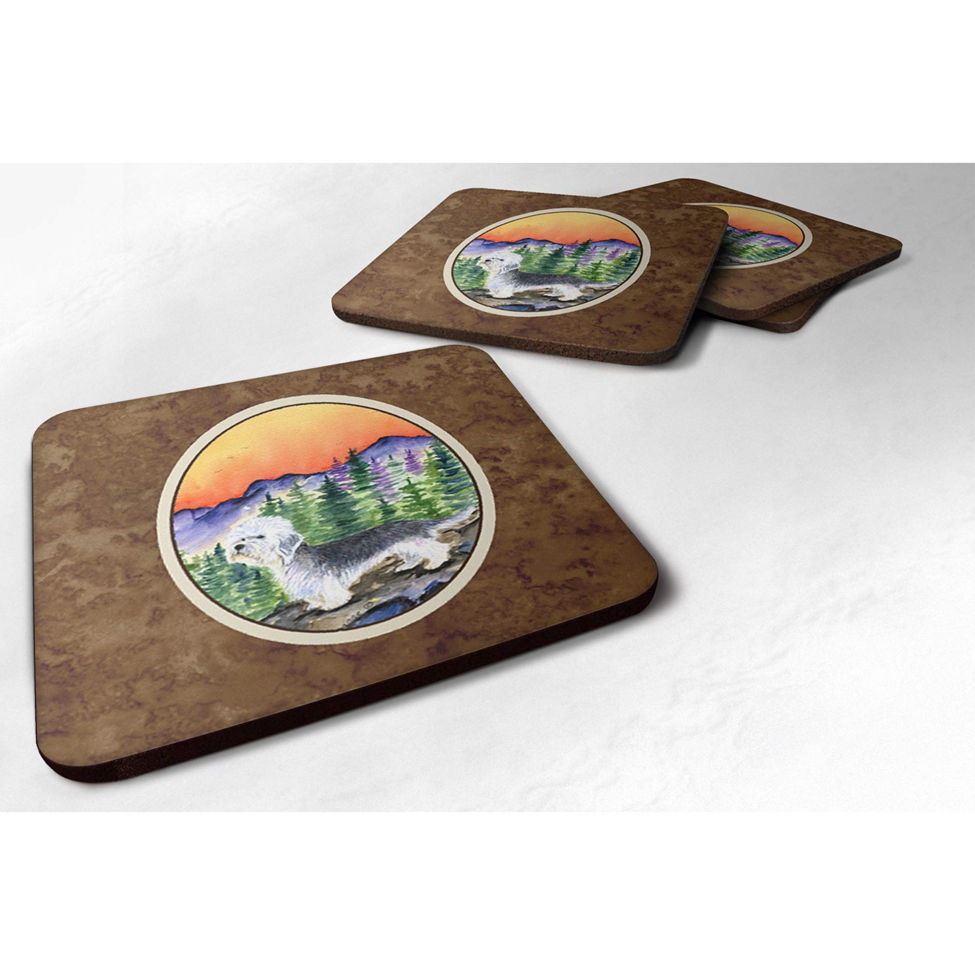 Carolines Treasures Dandie Dinmont Terrier Foam Coasters (Set of 4), 3.5 H x 3.5 W, Multicolor