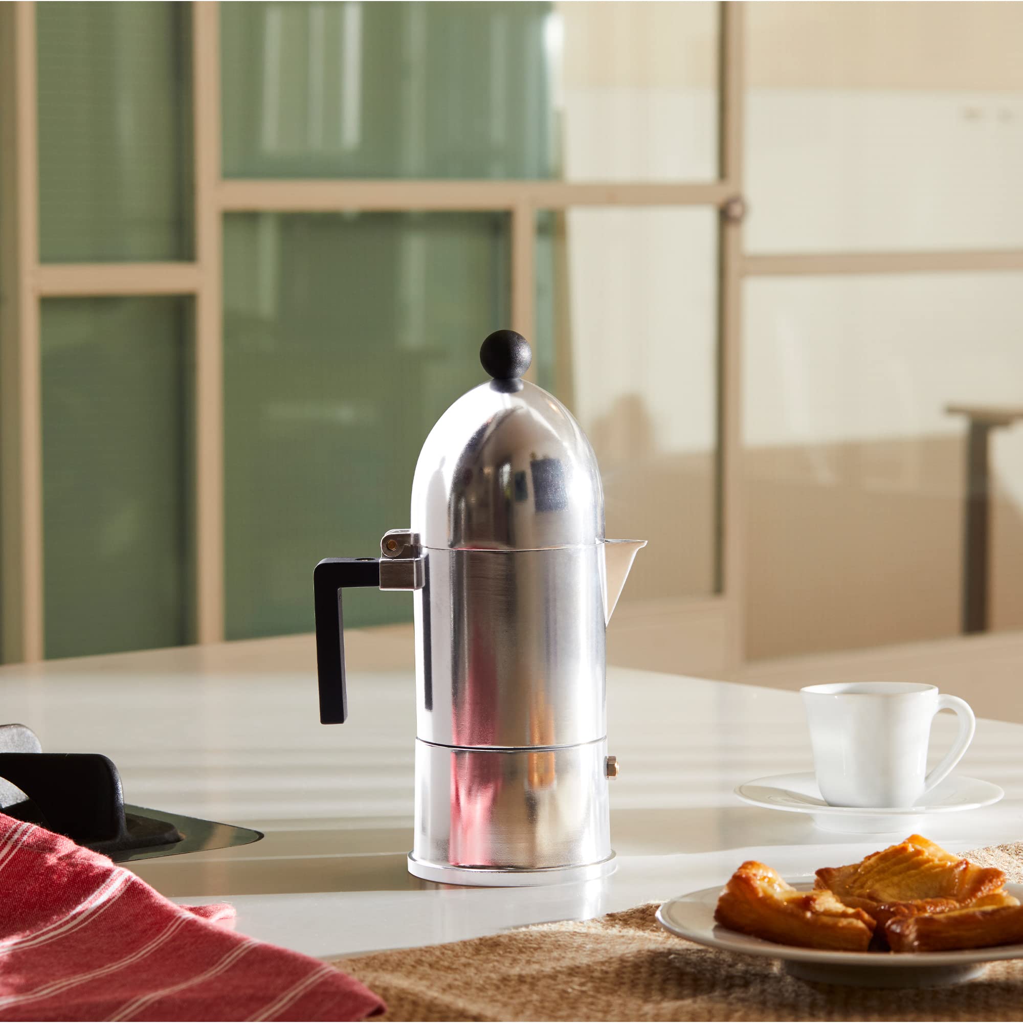 Alessi A9095/3 B La Cupola - Design Espresso Coffee Maker, Aluminum And Thermoplastic Resin, 3 Cups, Black Handle