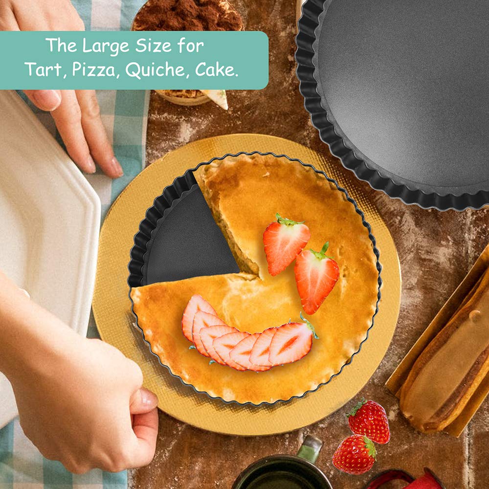 Toraso 9 Inch And 4 Inch Tart Pan With Removable Bottom, 2 Pcs 9 Inch Quiche Pan And 4 Pcs 4 Inch Pie Pan, Non-Stick Baking Pan