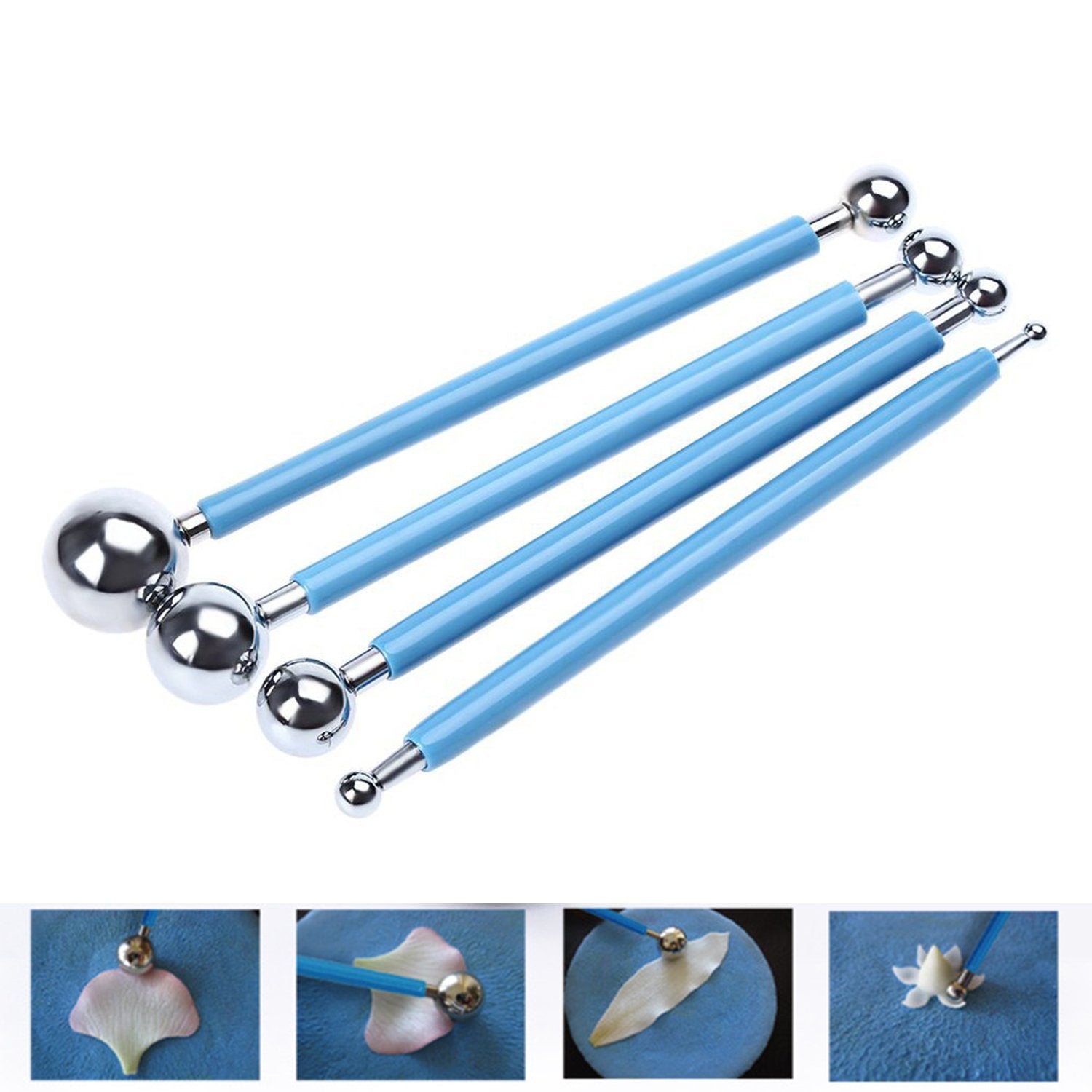 4Pcs Fondant Cake Pan Flower Decorating Clay Flower Sugar Craft Ball Model Diy Tool
