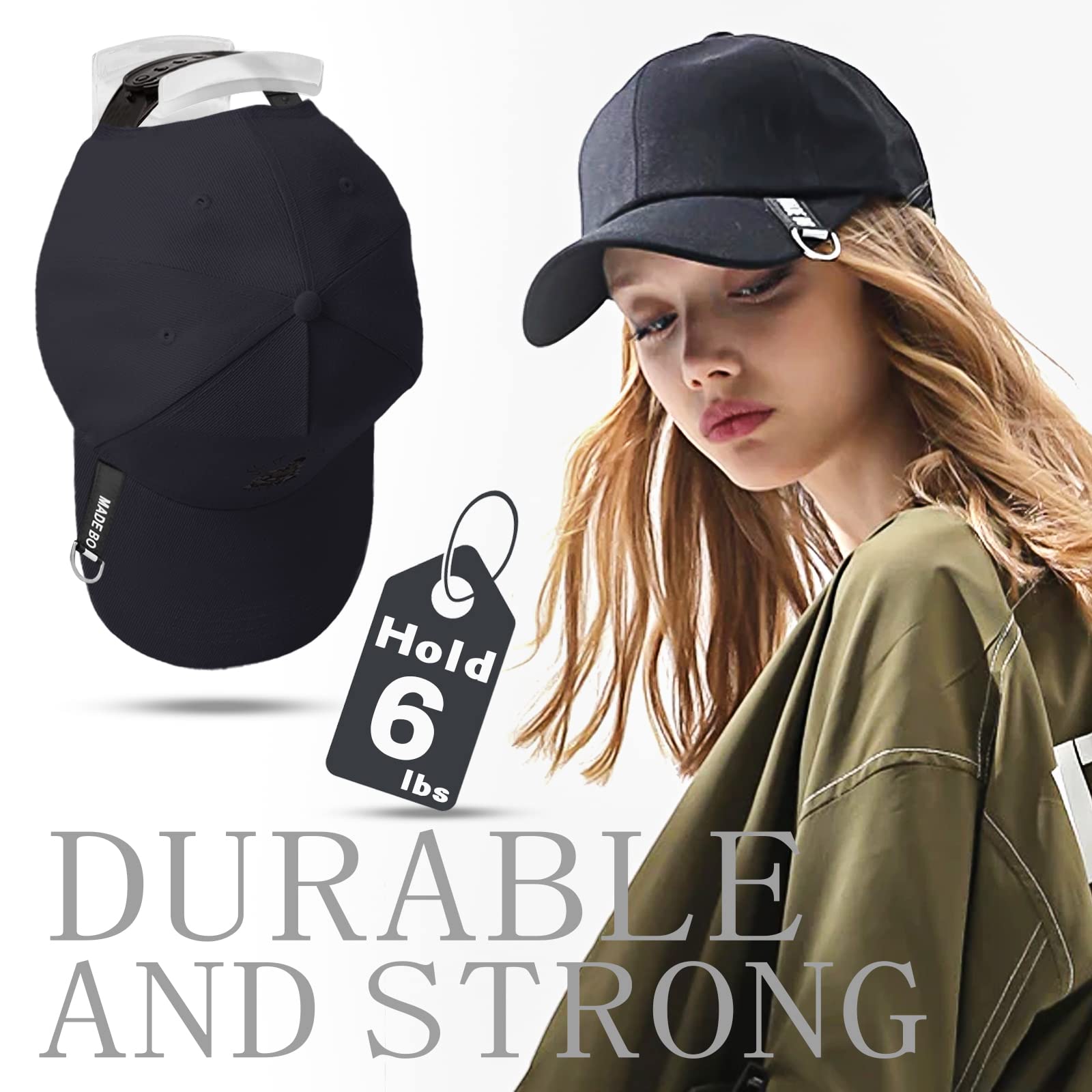 Hat Rack For Wall (14-Pack) - Hat Racks For Baseball Caps, Adhesive Hat Hooks For Wall, No Drilling Hat Organizer Cowboy Hat Hol