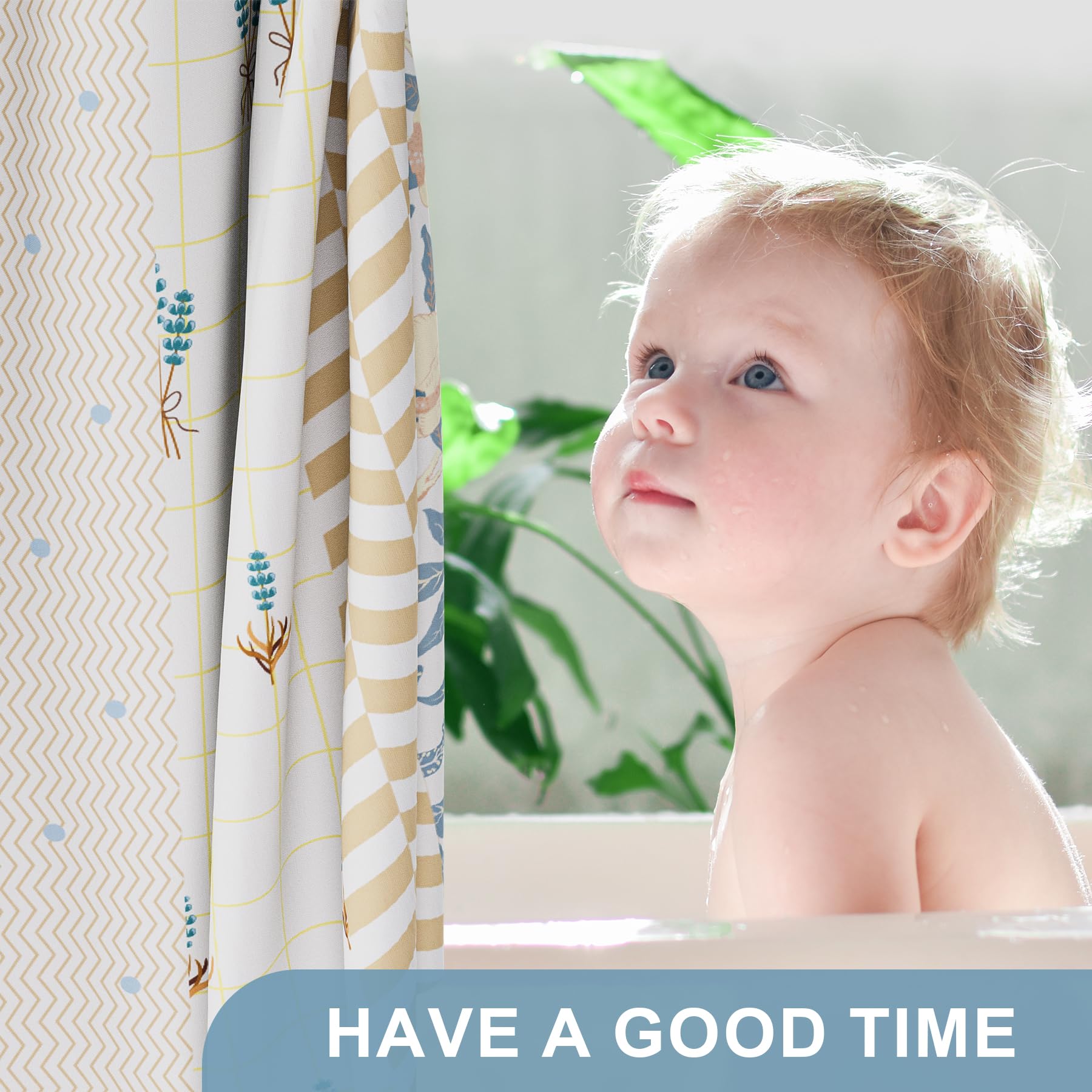 Amazerbath Shower Curtain, 72''X72'' Washable Cloth Spring Blue Blossom Serenity Shower Curtain With 12 Shower Curtain Hooks, Fa