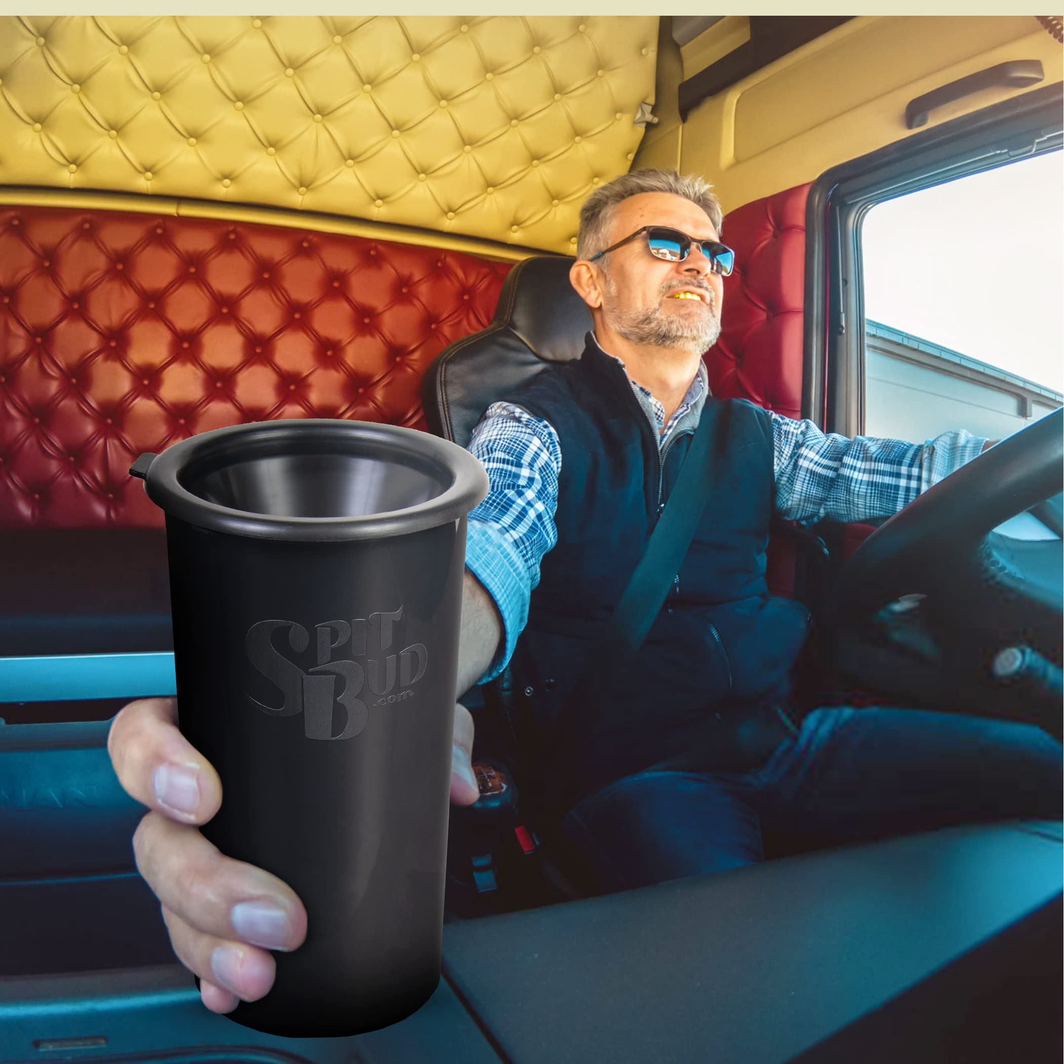 Spit Bud Original Black The Ultimate Spittoon For Chew - Portable Dip & Snuff Cup With Lid, Pop Tab, Spill-Proof Funnel - Fit In