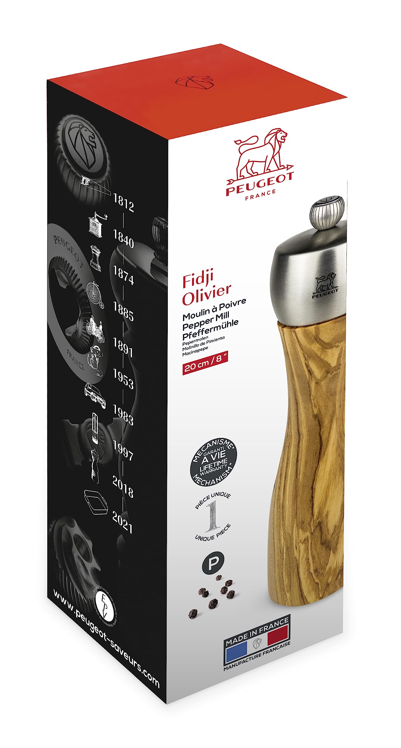 Peugeot Classic Fidji Pepper Mill  Olive Wood  20 cm