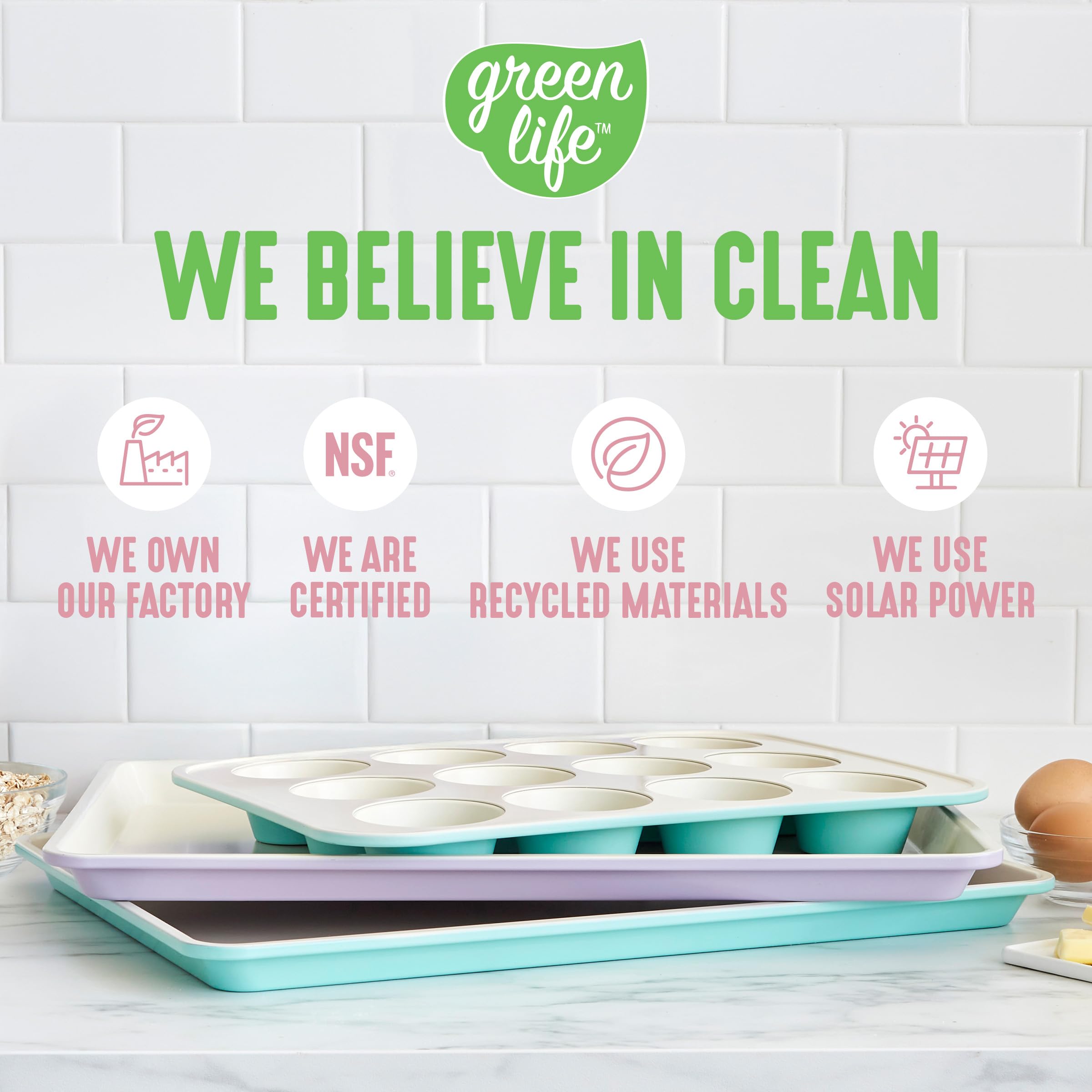 Greenlife Bakeware Healthy Ceramic Nonstick, 18 X 12 Half Cookie Sheet Baking Pan, Pfas-Free, Pink