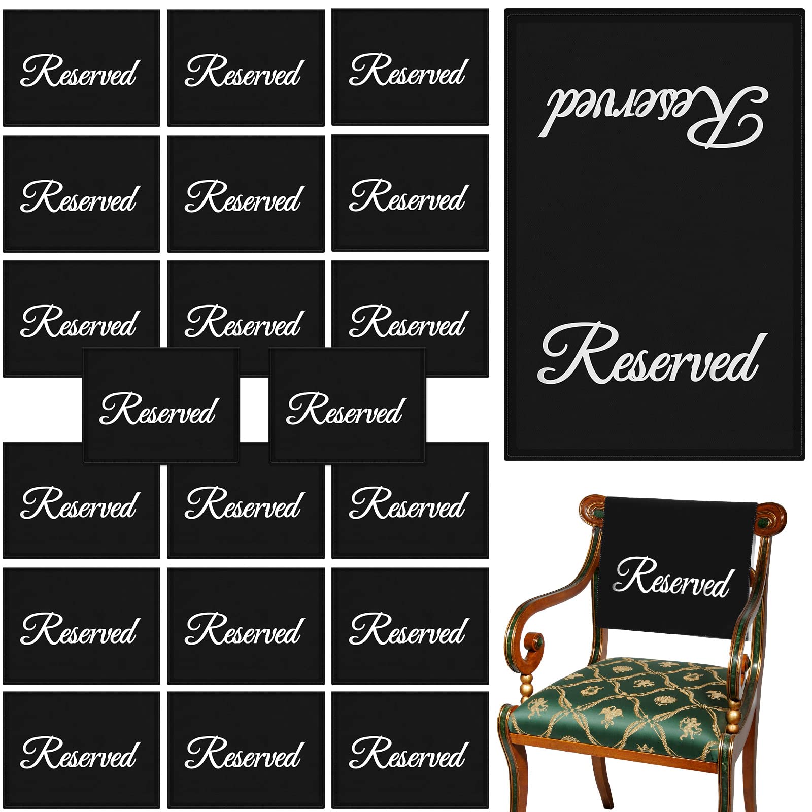 CHENGU 20 Pack Reserved Seating Signs for Chairs Church Pew Reserved Signs Cloths Placeholder for Wedding Celebrations Reception