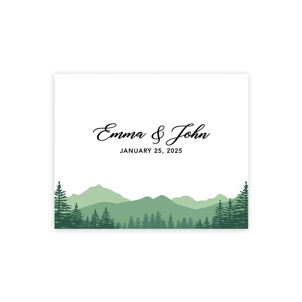 Andaz Press Custom Large Wedding Canvas Guestbook Alternative, 16 X 20 Inches, Mountain Forest Trees, Horizontal Woodland Weddin