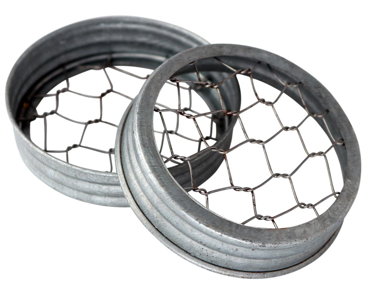 Galvanized Metal Flower Organizer Frog Lid For Mason Jars (3 Pack, Wide Mouth)