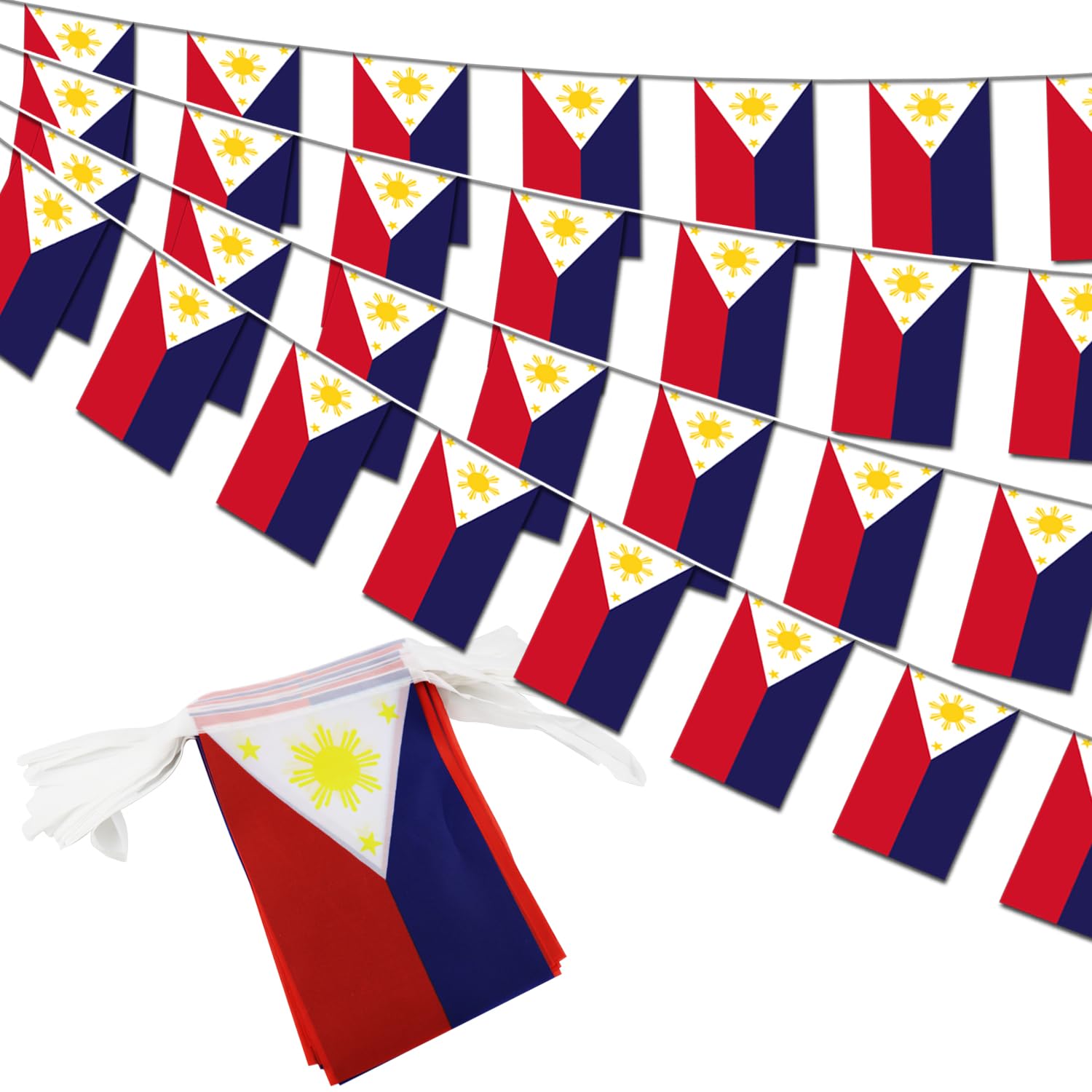 Philippines String Flag Pennant Banner - 38 Flags, 42 Feet Small Mini Philippine Flags Bunting Banner For Country Decoration, Sc