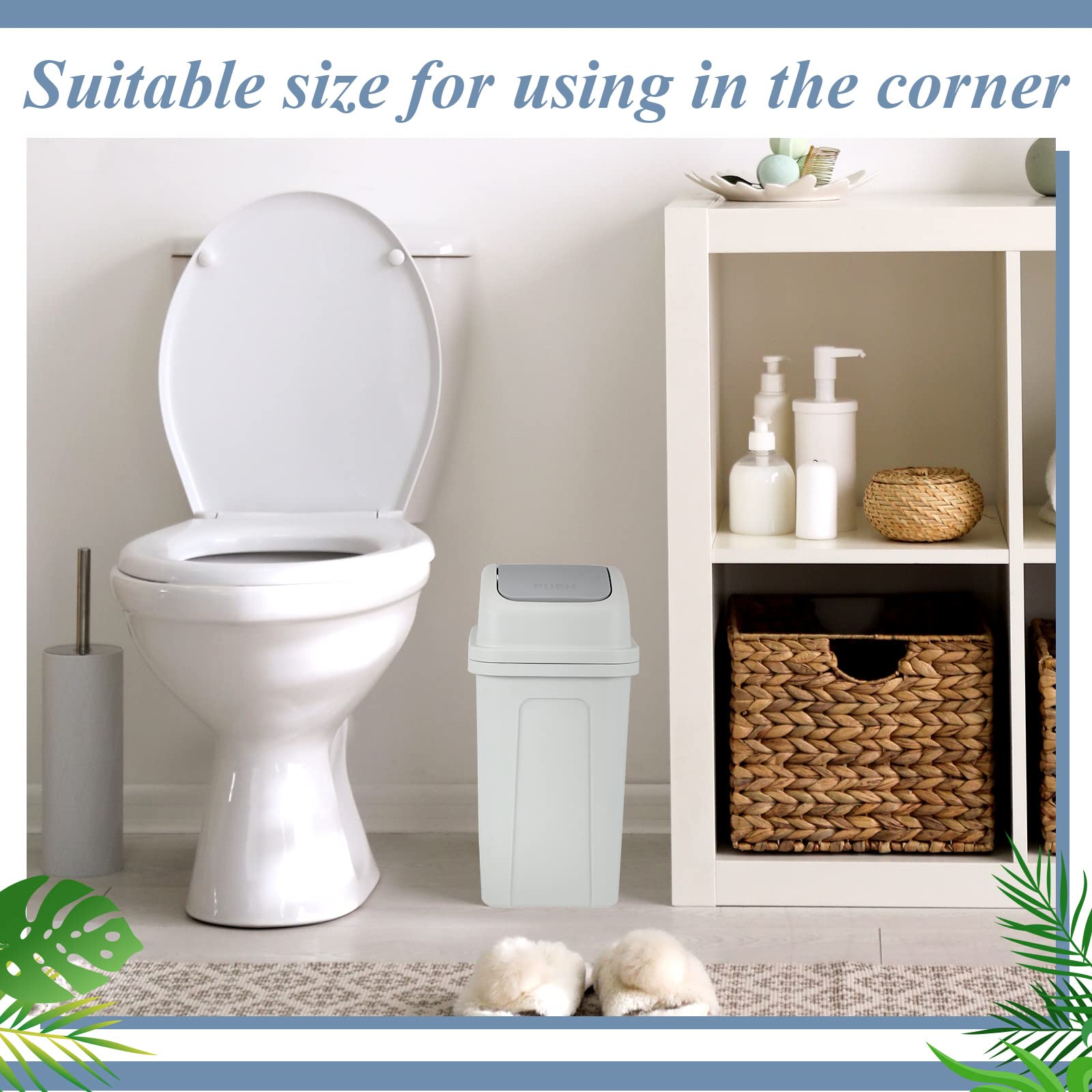 Sumind 2 Pcs Bathroom Trash Can With Swing Lid Small Garbage Can Plastic Bathroom Trashcan Garbage Bin For Kitchen Waste Bedroom
