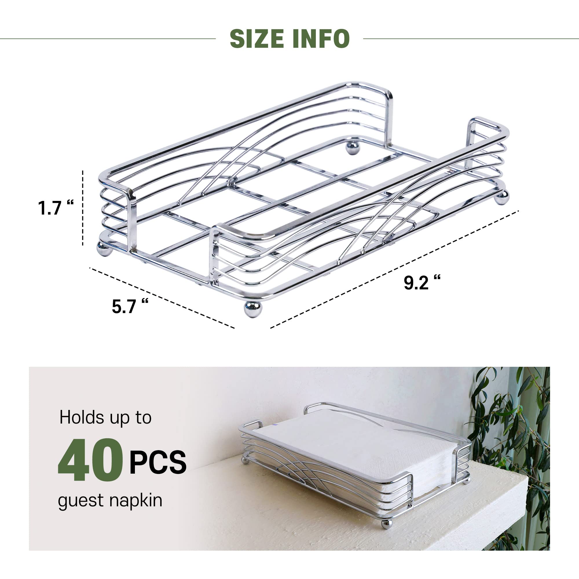 LEVIMETREE Silver Paper Towel Holder - Cast Iron Guest Towel Tray for Bathroom Countertop - Elegant Napkin Holder - Model LEVI094