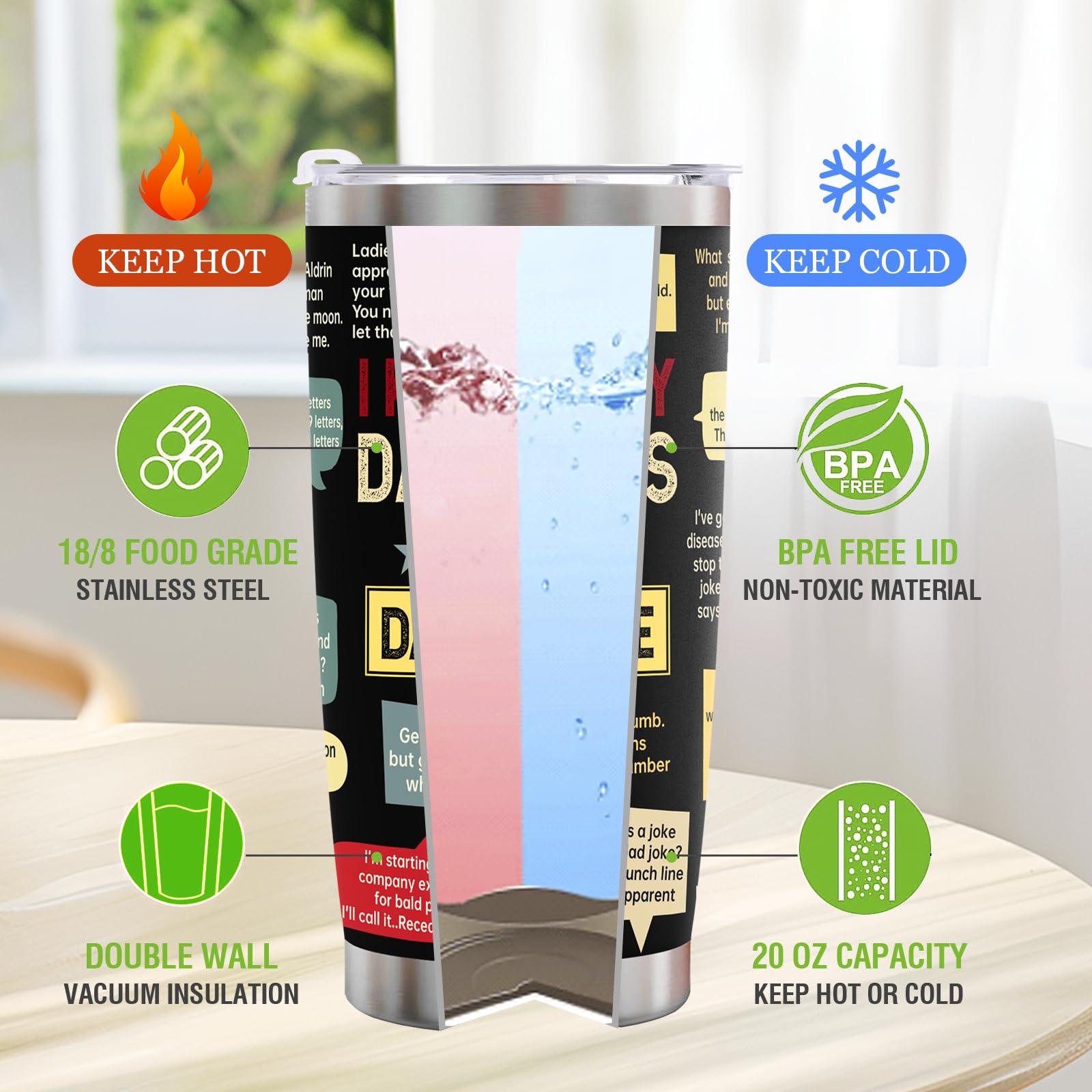 Ulrhpc Christmas Gifts for Dad Men:Dad Joke 20oz Tumbler Birthday Gifts for Dad Men Adults Grandpa Husband Stepfather Present De