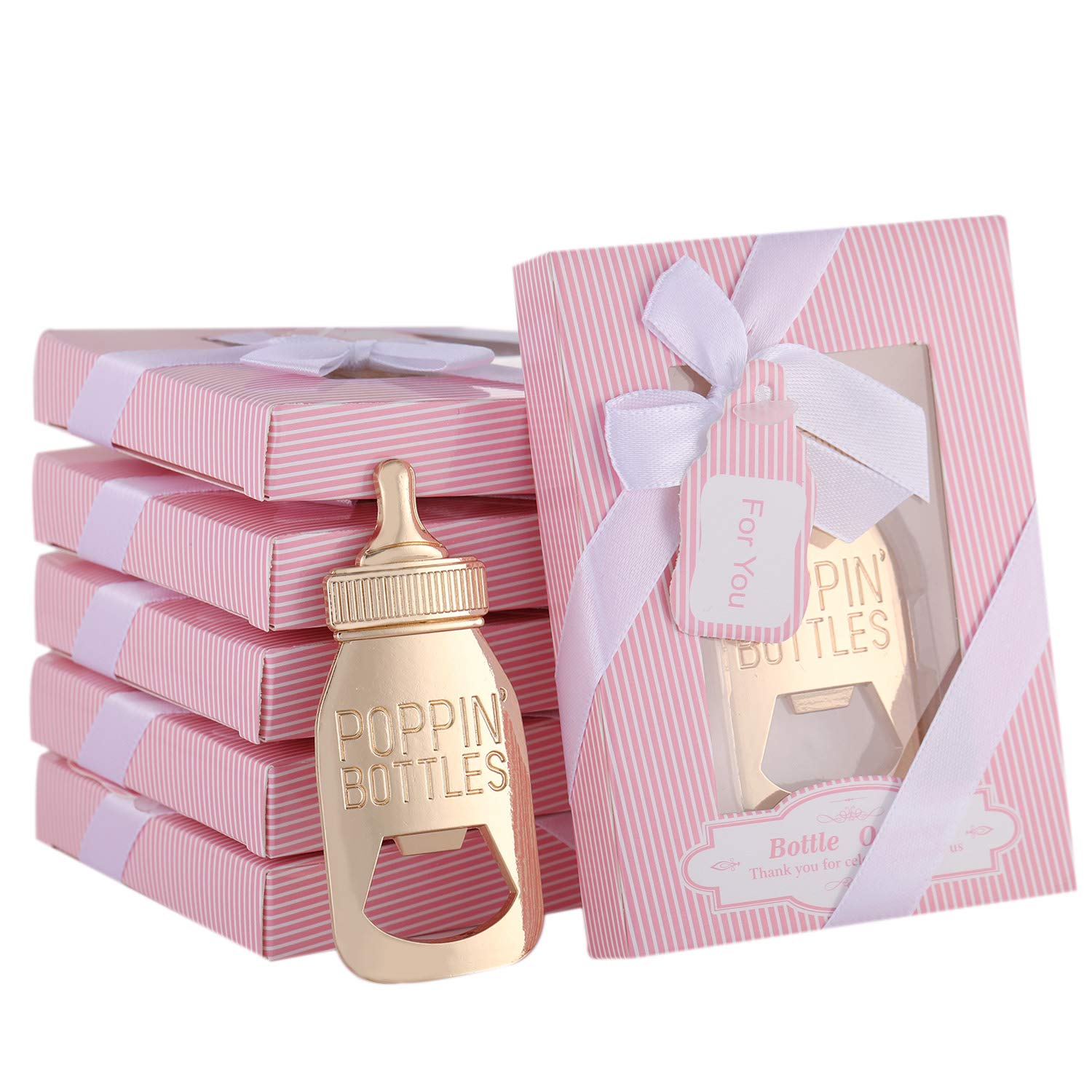 24Pcs Poppin Bottle Bottle Opener Baby Shower Favors Gift For Girl With Exquisite Packaging Box,Baby Shower Souvenirs For Guests