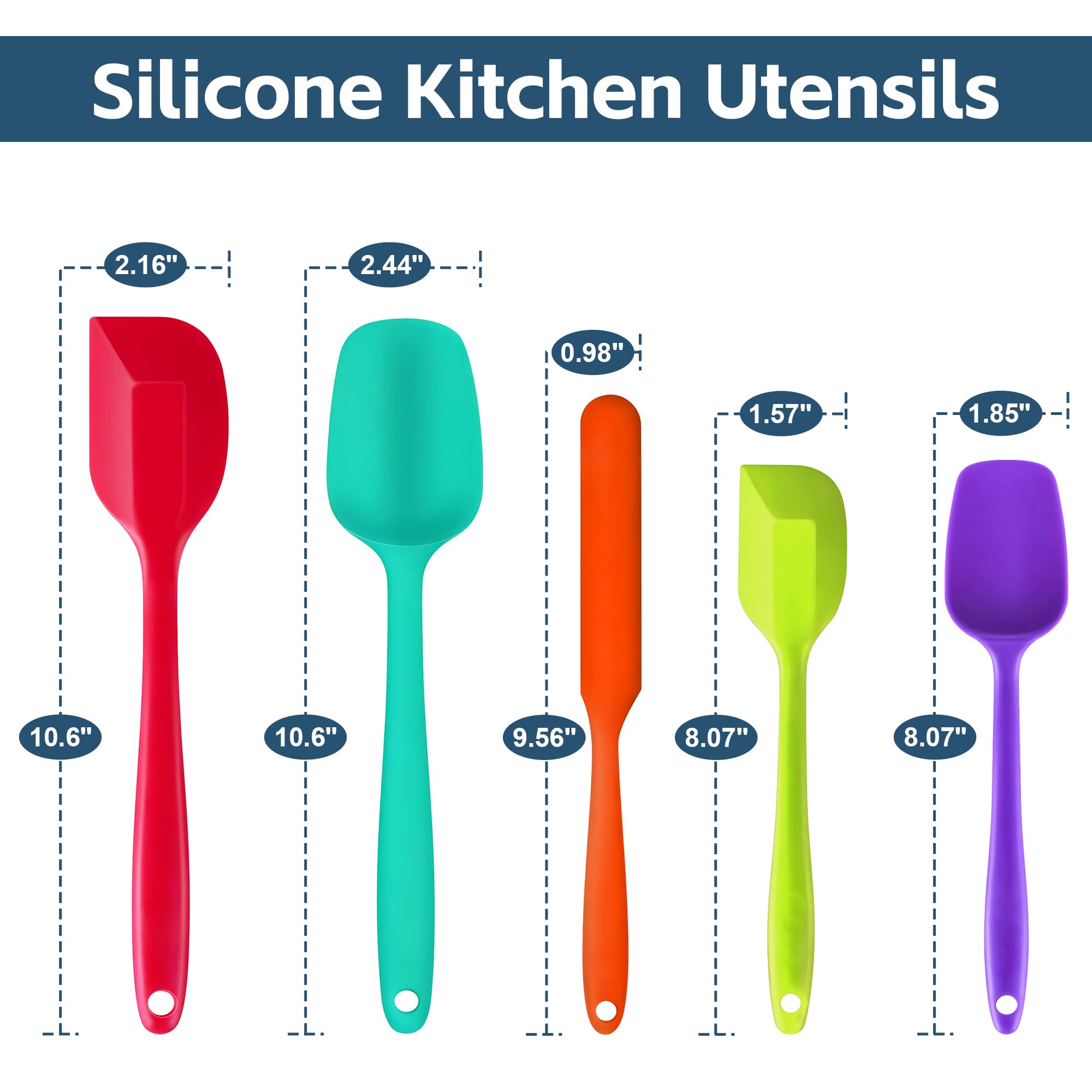 Spatulas Silicone Heat Resistant, Food Grade Rubber Spatula Set For Cooking, Baking, Stirring Heat Resistant 446F Spatulas For N