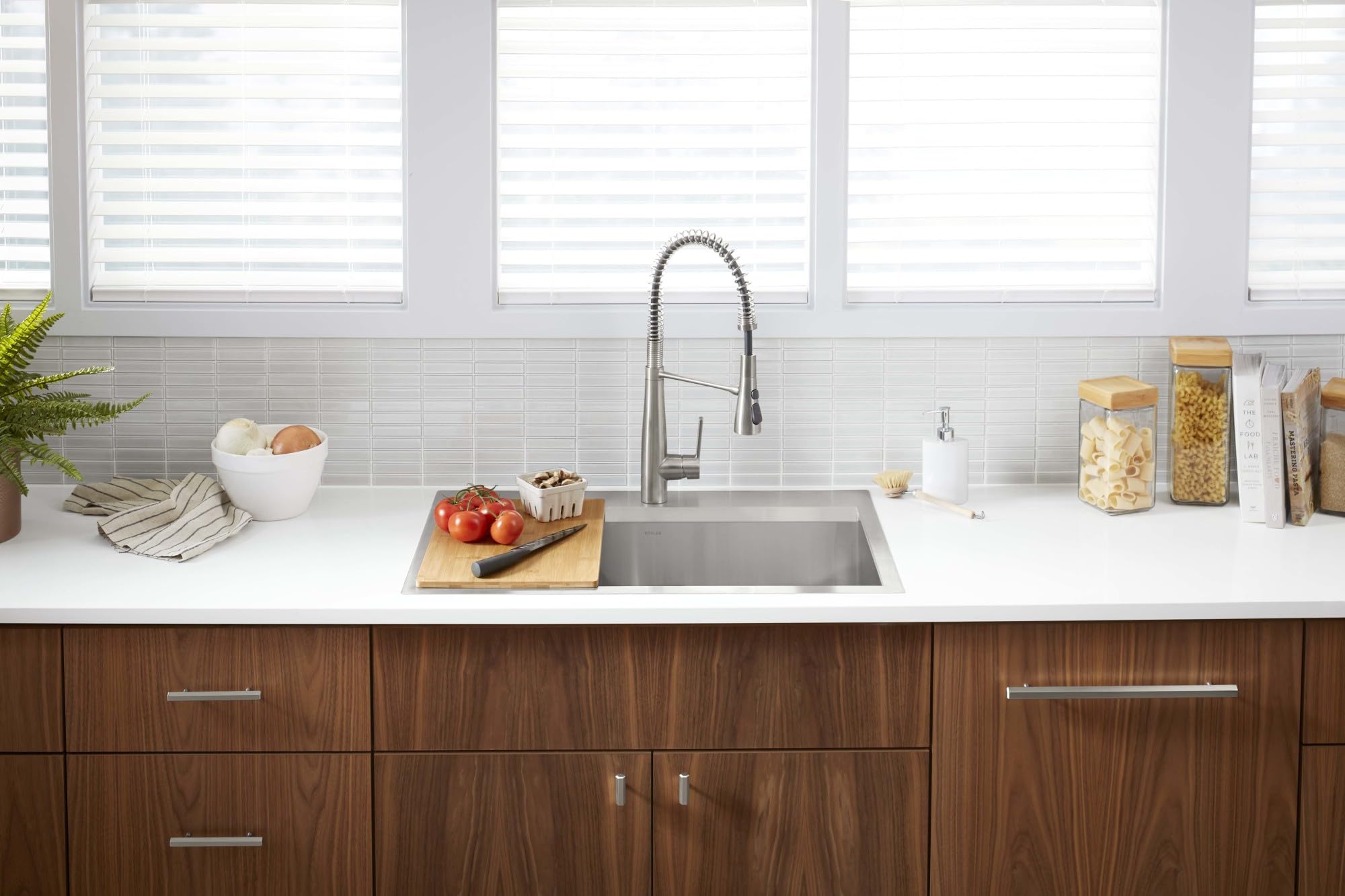 KOHLER Semi-Professional Kitchen Faucet with Soap Dispenser, Pull-Down Sprayhead, Vibrant Stainless, Model R22745-SD-VS