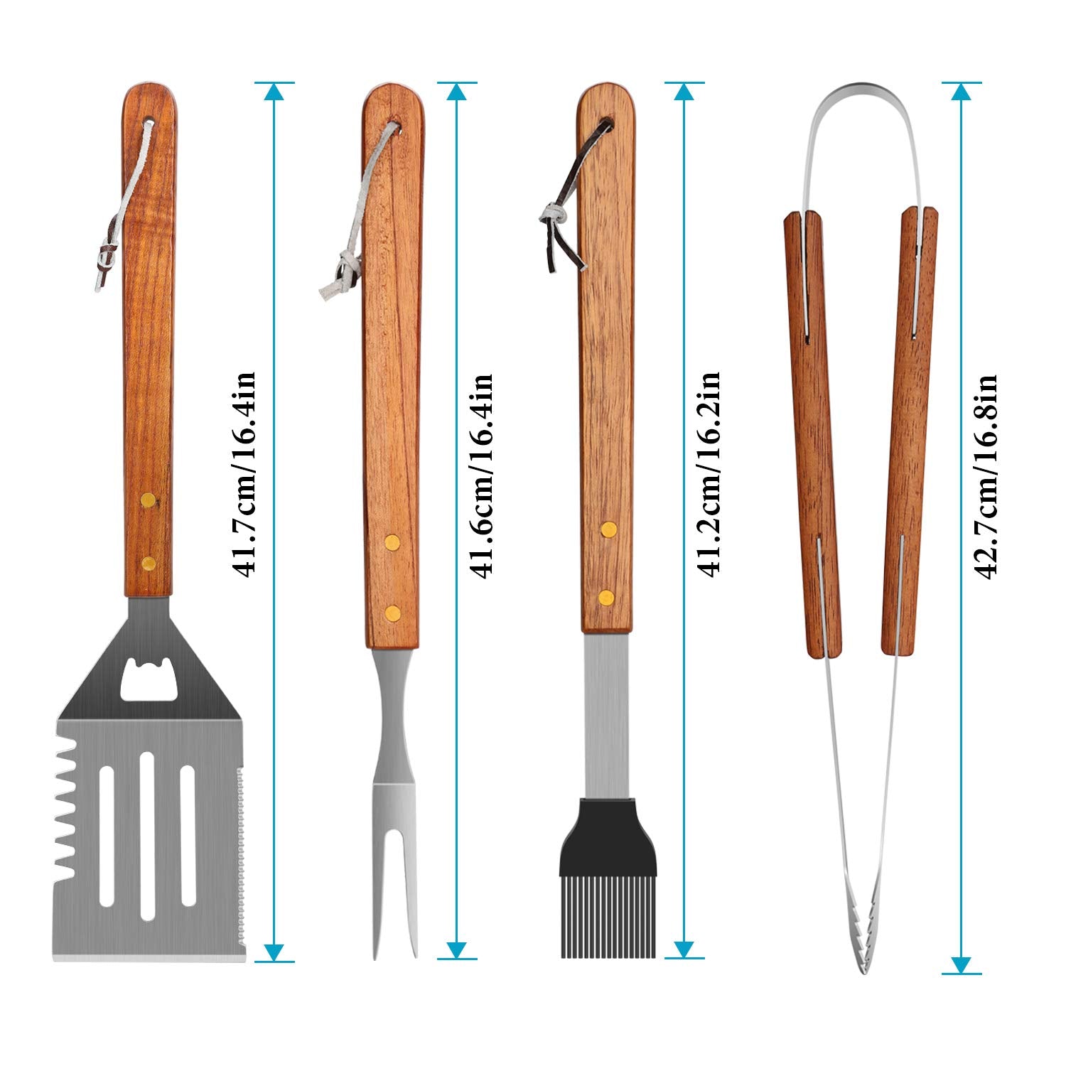 Image Wooded Bbq Accessories Grilling Tools,Stainless Steel Bbq Tools Grill Tools Set For Cooking, Backyard Barbecue & Outdoor C