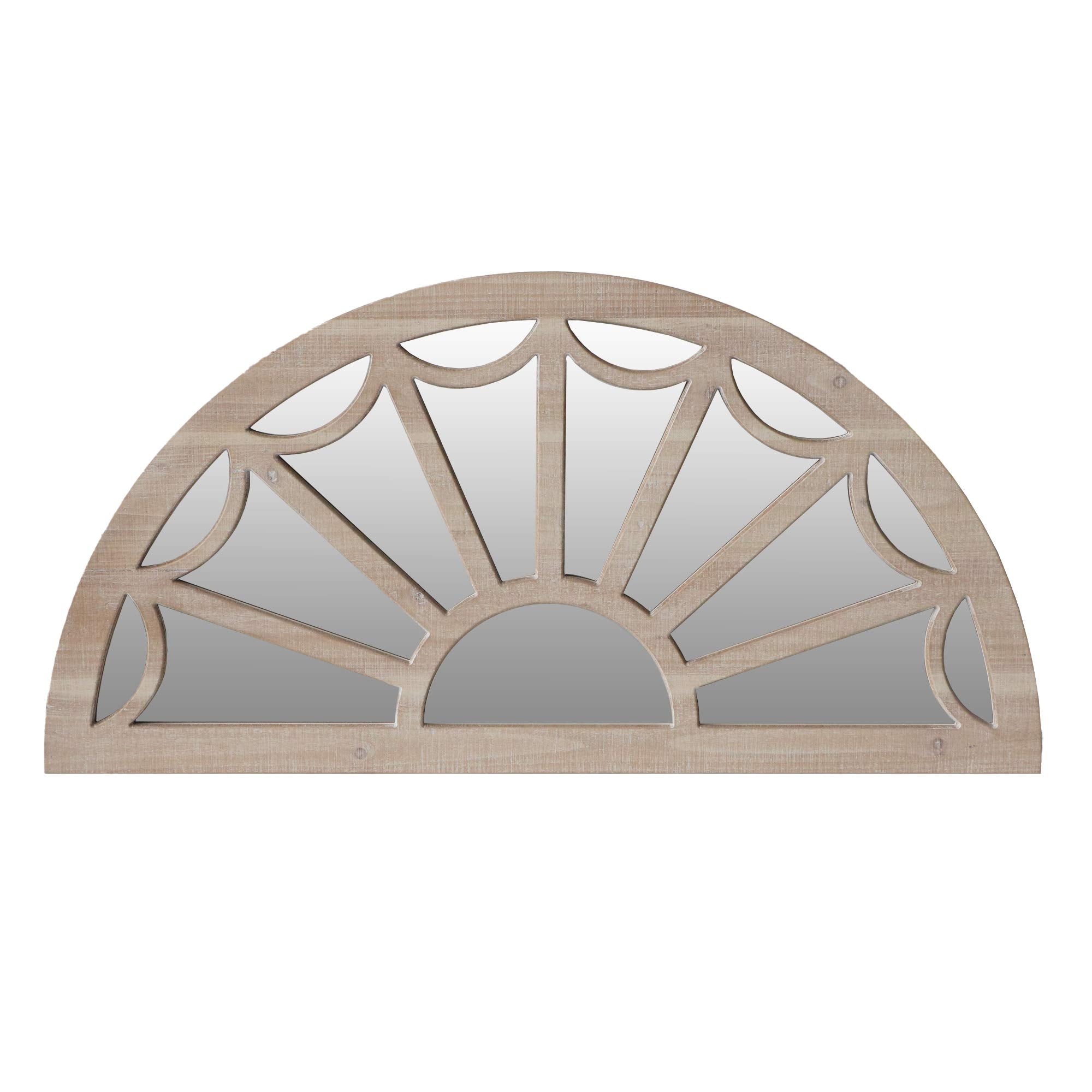 The Urban Port Window Pane Design Half Crescent Moon Shaped Wooden Wall Mirror