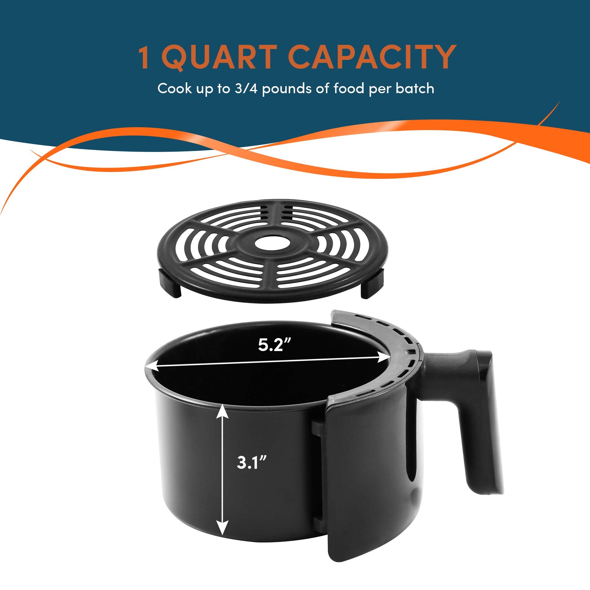 Elite Gourmet EAF-1121X Electric Hot Air Fryer, 1.1 Qt, Black, Oil-Less, Compact, Timer & Temperature Controls, 1000W
