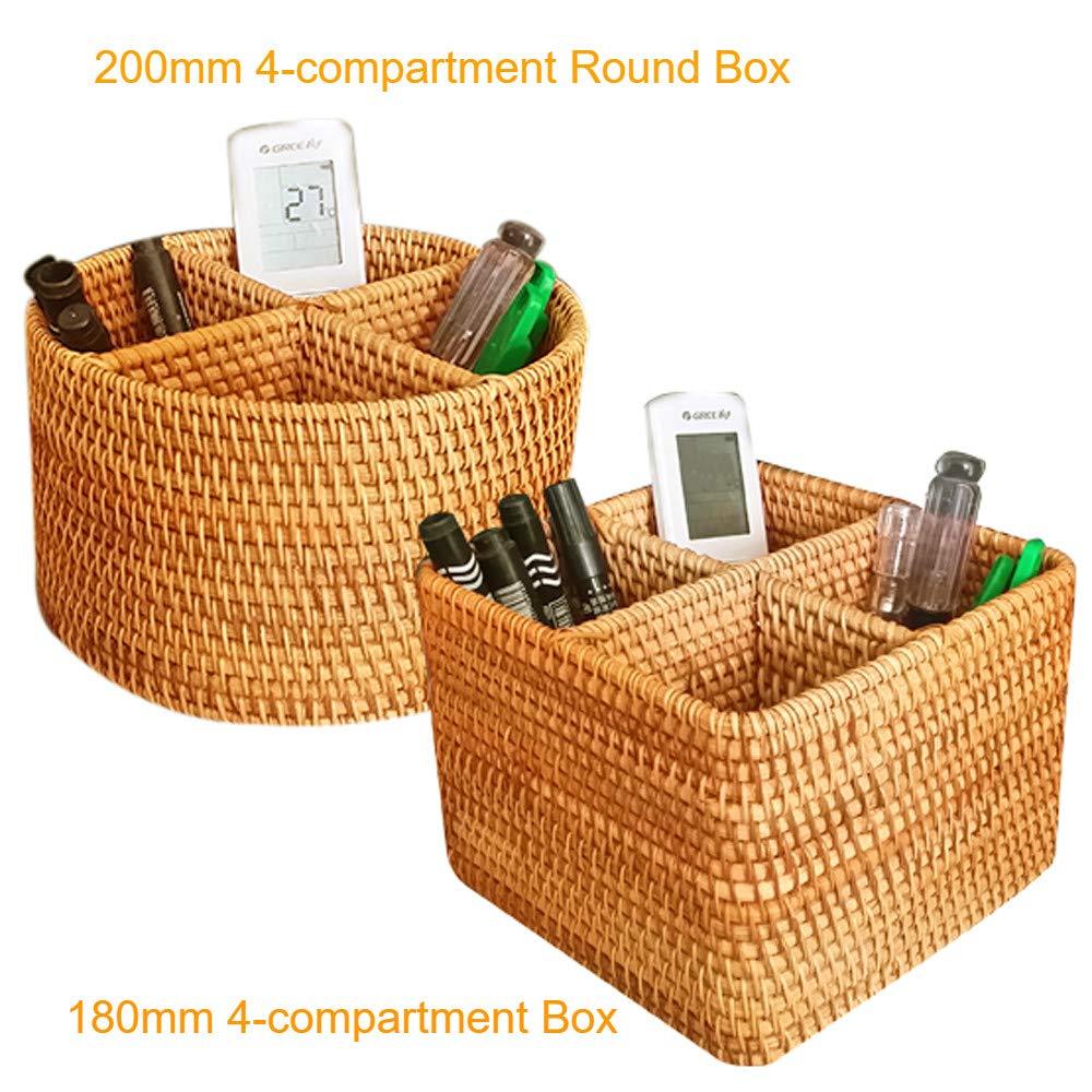 I-Lan Natural Rattan 4 Compartments Storage Holder Cosmetics Organizer Utensil And Seasoning Bottle Serving Basket For Party(200