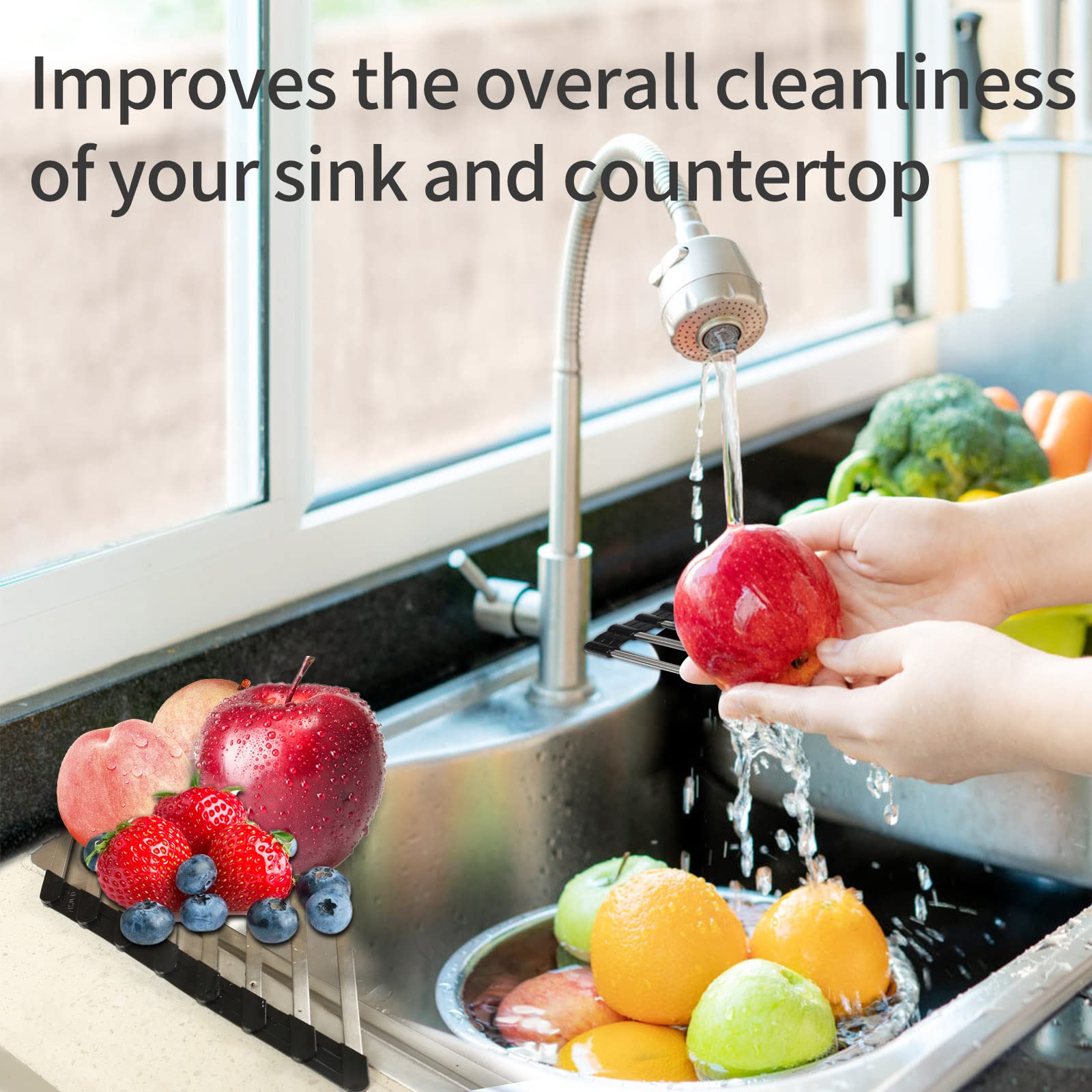 Ahyuan Corner Dish Drainer Over The Sink Drying Rack Corner Sus304 Cubic Stainless Still Kitchen Sponge Holder Corner Sink Spong