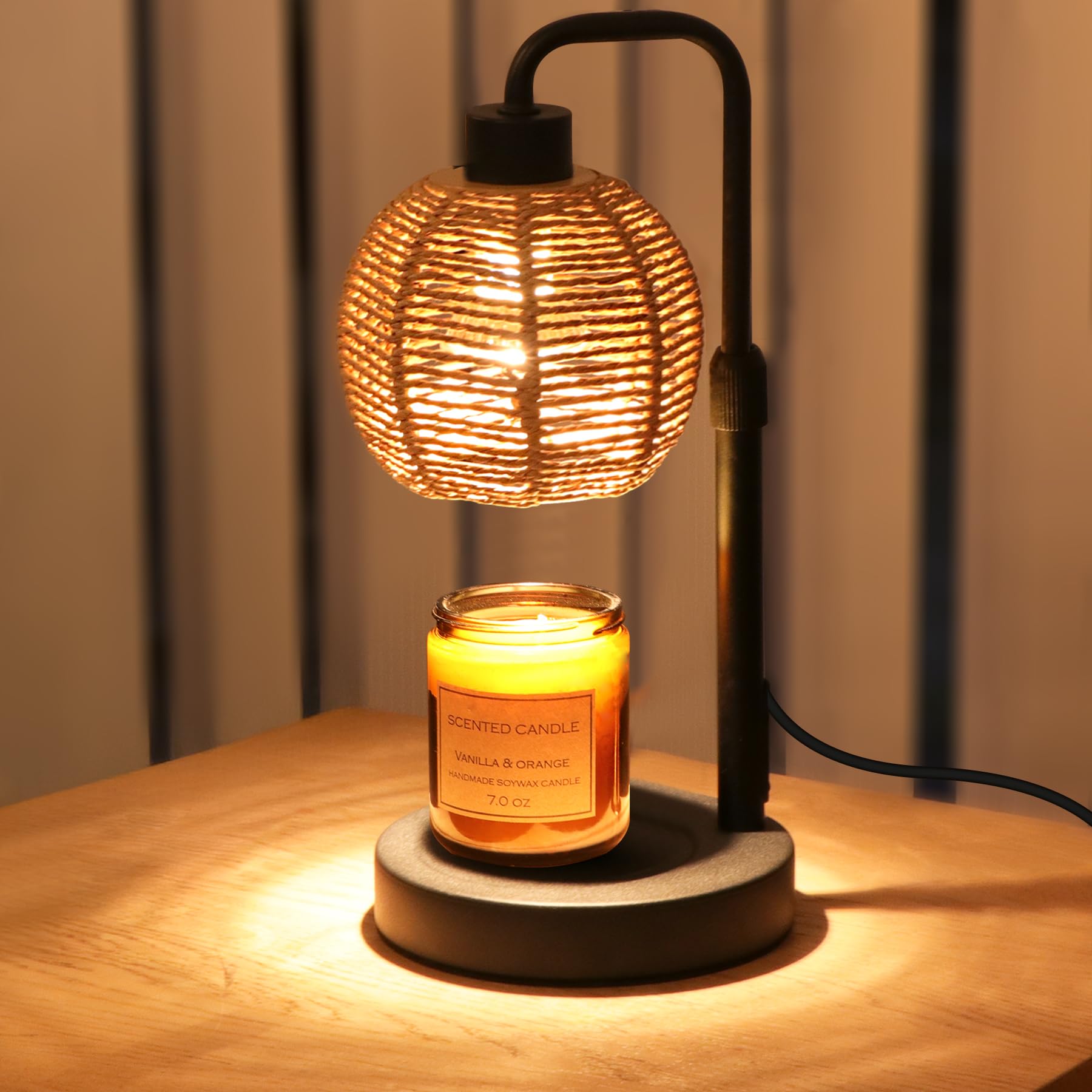 Yohonk Candle Warmer Lamp with Timer Dimmable, Natural Weaving Boho Electric Candle Lamp, Wax Warmer Lamp for Mothers Day Gifts 