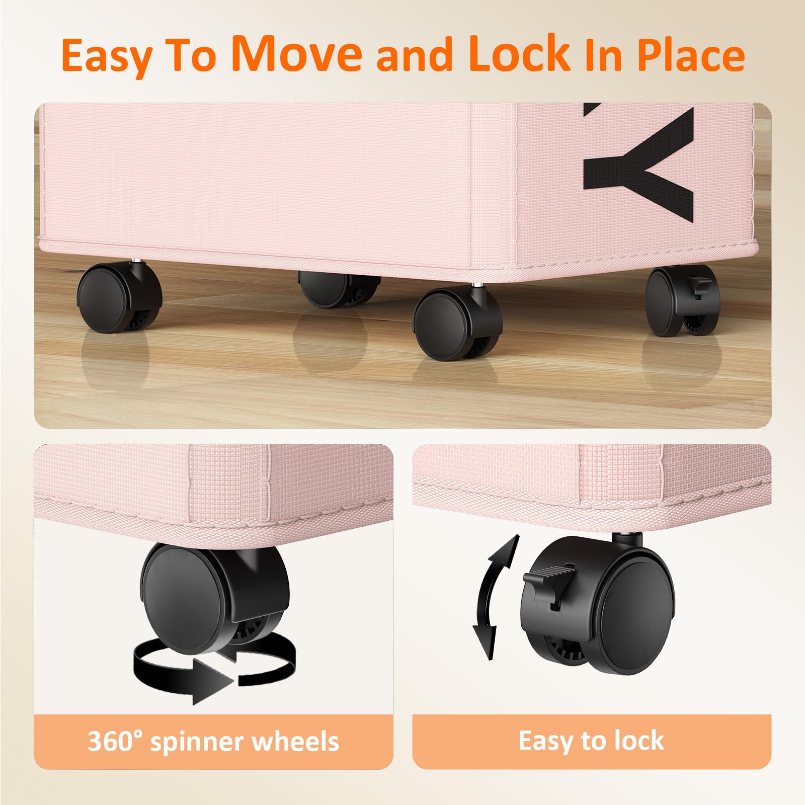 Optish 90L Rolling Laundry Basket With Wheels, 29 In Hamper With Wheels And Removable Mesh Bag, Pink Laundry Baskets On Wheels F