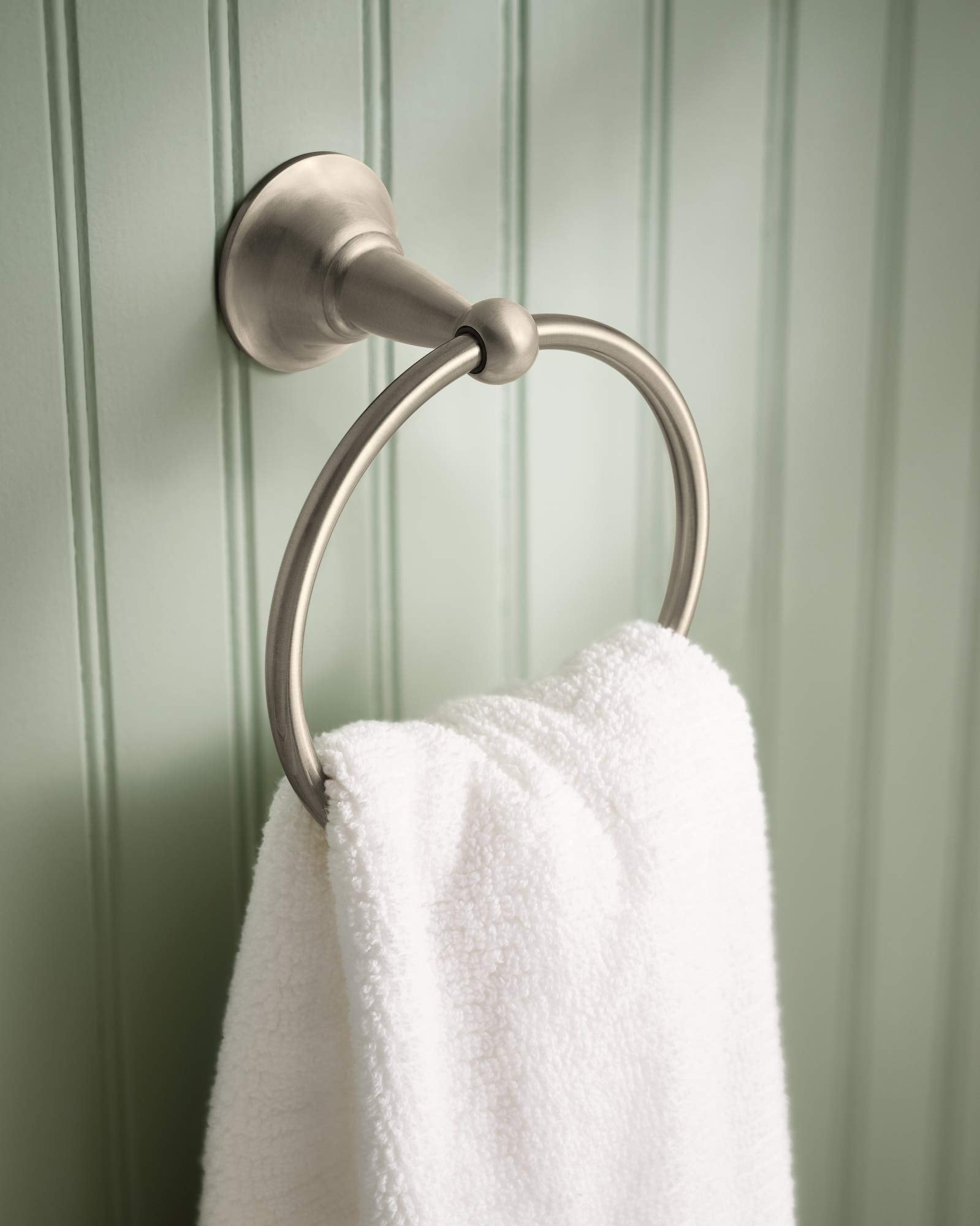 Moen Dn6886Bn Sage Single Post Bathroom Hand Towel Ring, Spot Resist Brushed Nickel