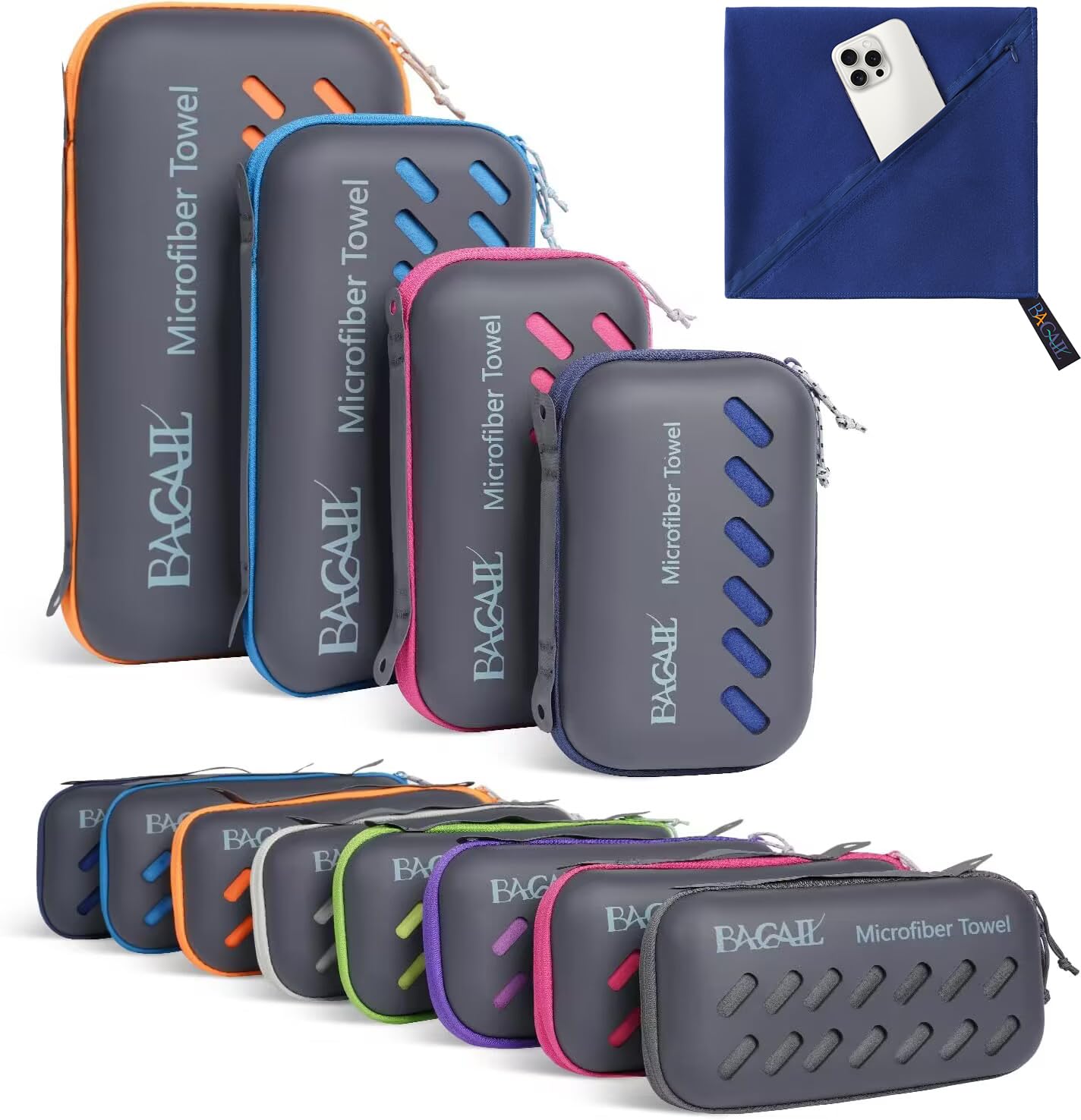 BAGAIL Microfibre Travel Towel  Perfect Camping Towel  Swimming Towel and Beach Towel  Quick Dry - Super Absorbent - Ultra Compact  Great for Sports  Gym  Yoga and Backpacking Royal Blue 20 x 40 inch