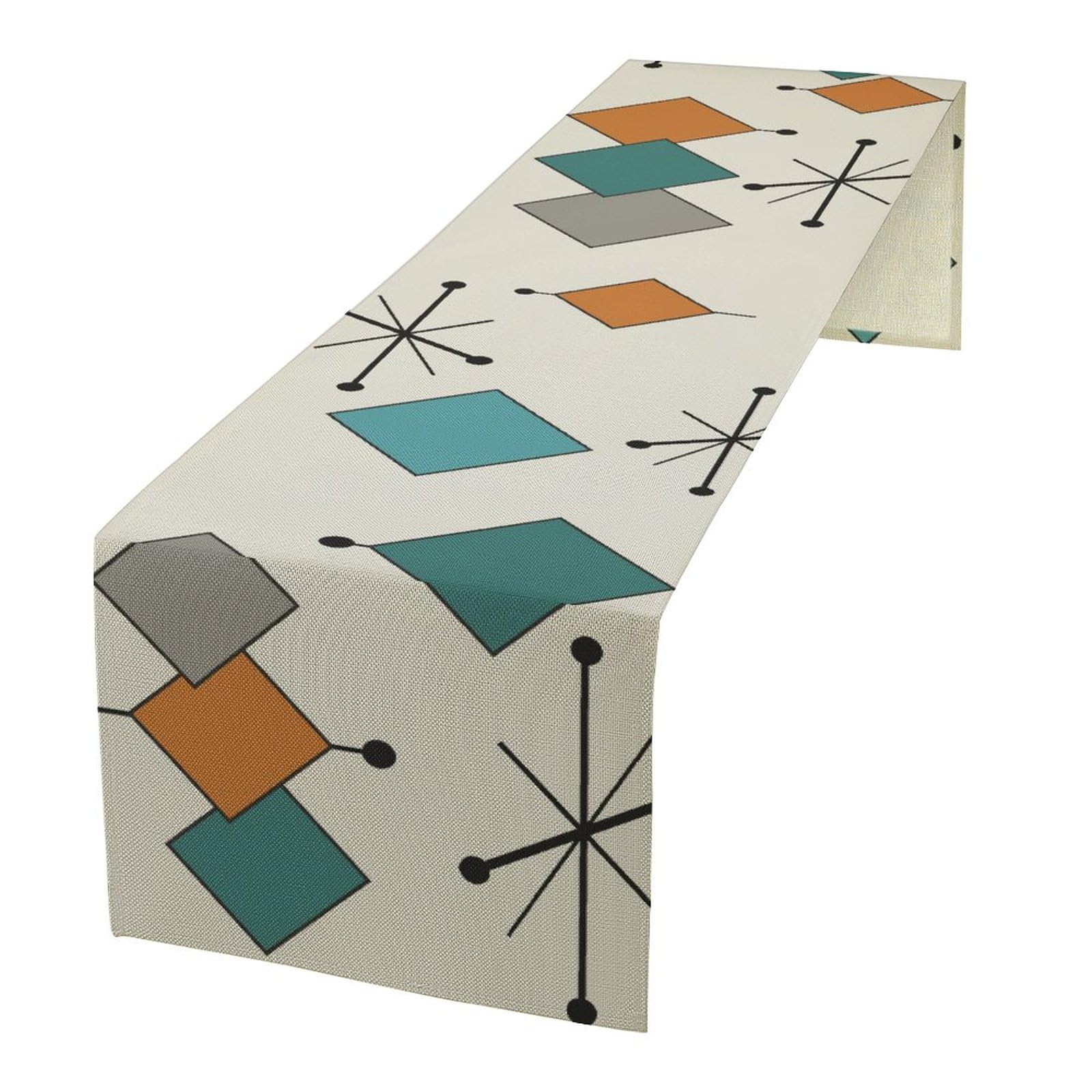 Mid Century Table Runner, Mid Century Kitchen Table Runners For Family Dinner, Banquet, Party,Holiday,Modern Abstract Geometric
