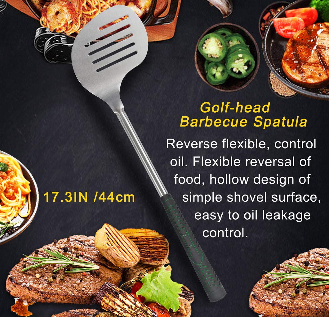 Poligo 7Pcs Golf-Club Style Bbq Tools Set Grilling Tools With Rubber Handle - Stainless Steel Grill Accessories For Outdoor Gril