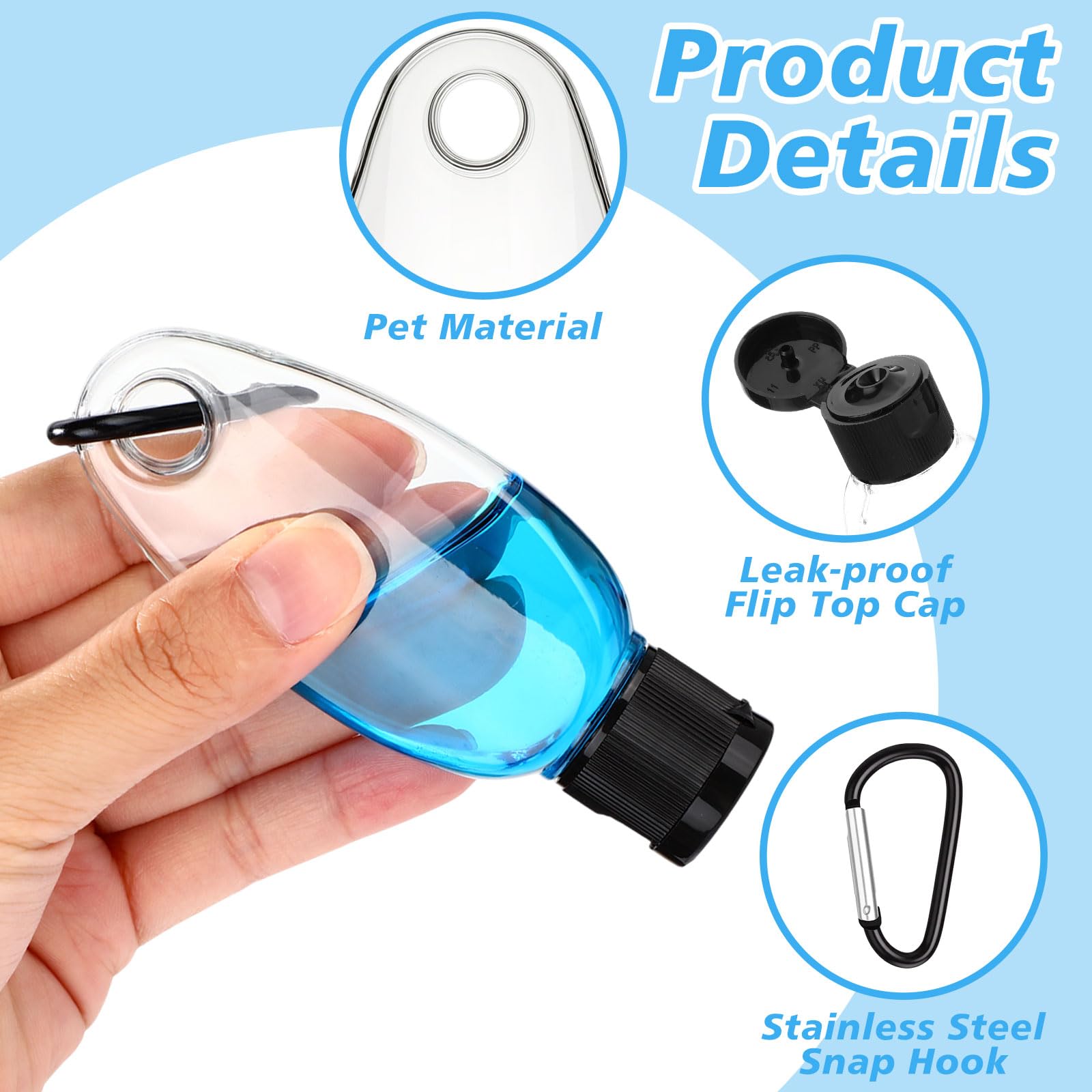 Yalikop 100 Pcs Traveling Bottles with Keychain 2oz Clear Plastic Keychain Bottle Leakproof Refillable Empty Keyring Container L