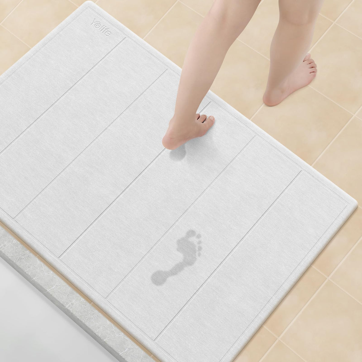 Yolife 32''X 20'' Stone Bath Mat Large, Diatomaceous Earth Bath Mat For Bathroom, Super Absorbent Quick Drying Stone Shower Mat,