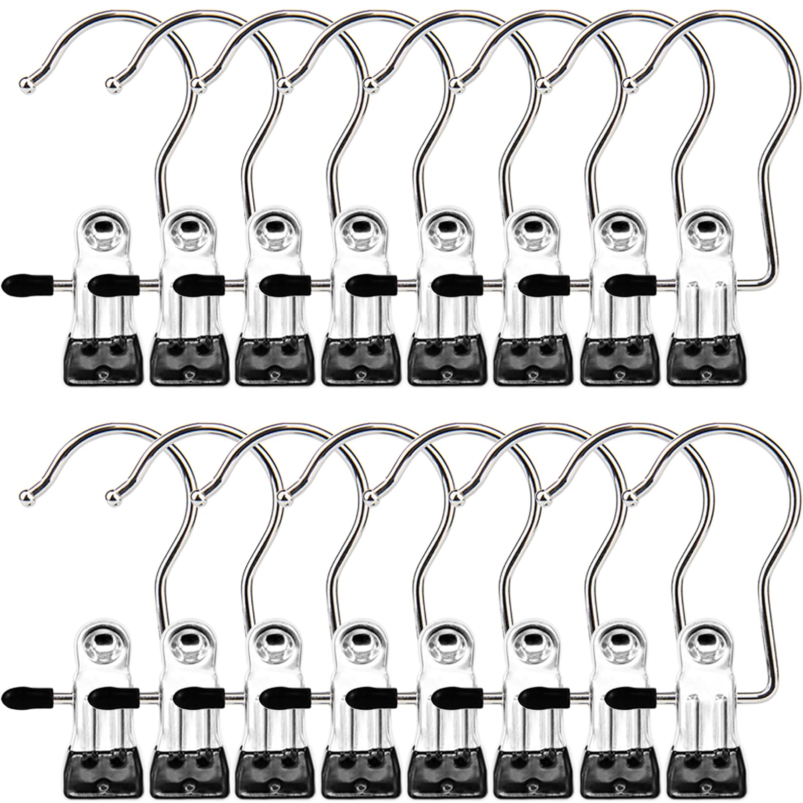 Boot Hangers Clips, 16 Pack Laundry Hooks Hanging Clips Clothes Pins Closet Hanger Organizer Clamps Socks Towel Clips Heavy Duty