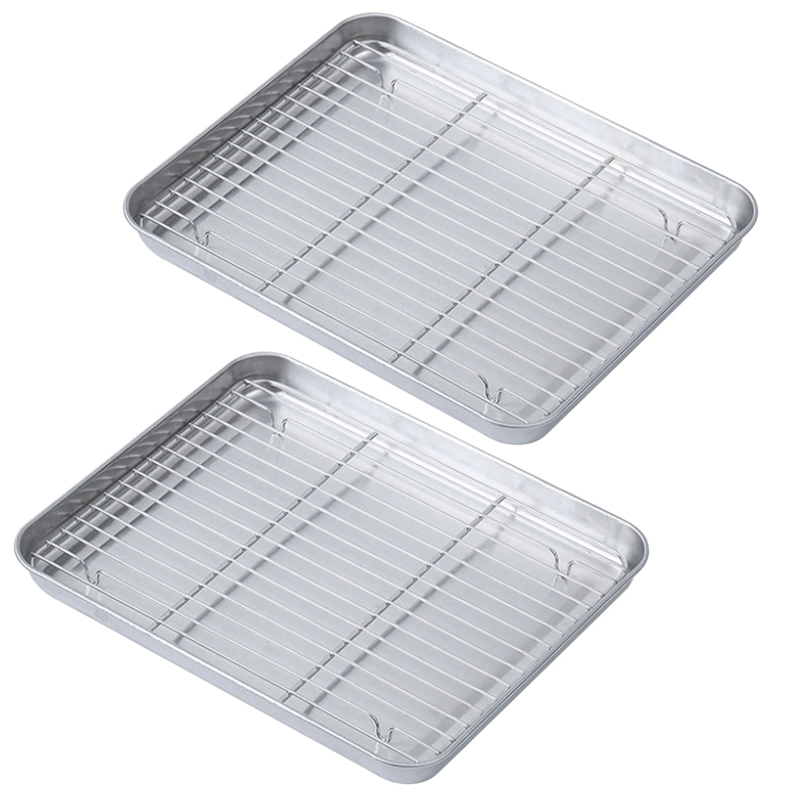 Baking Sheet with Wire Rack Set, DoubleLayer Oil Drainage for Oven, Air Fryer & Steamer, Stainless Steel Cookie Sheets, Easy Cl