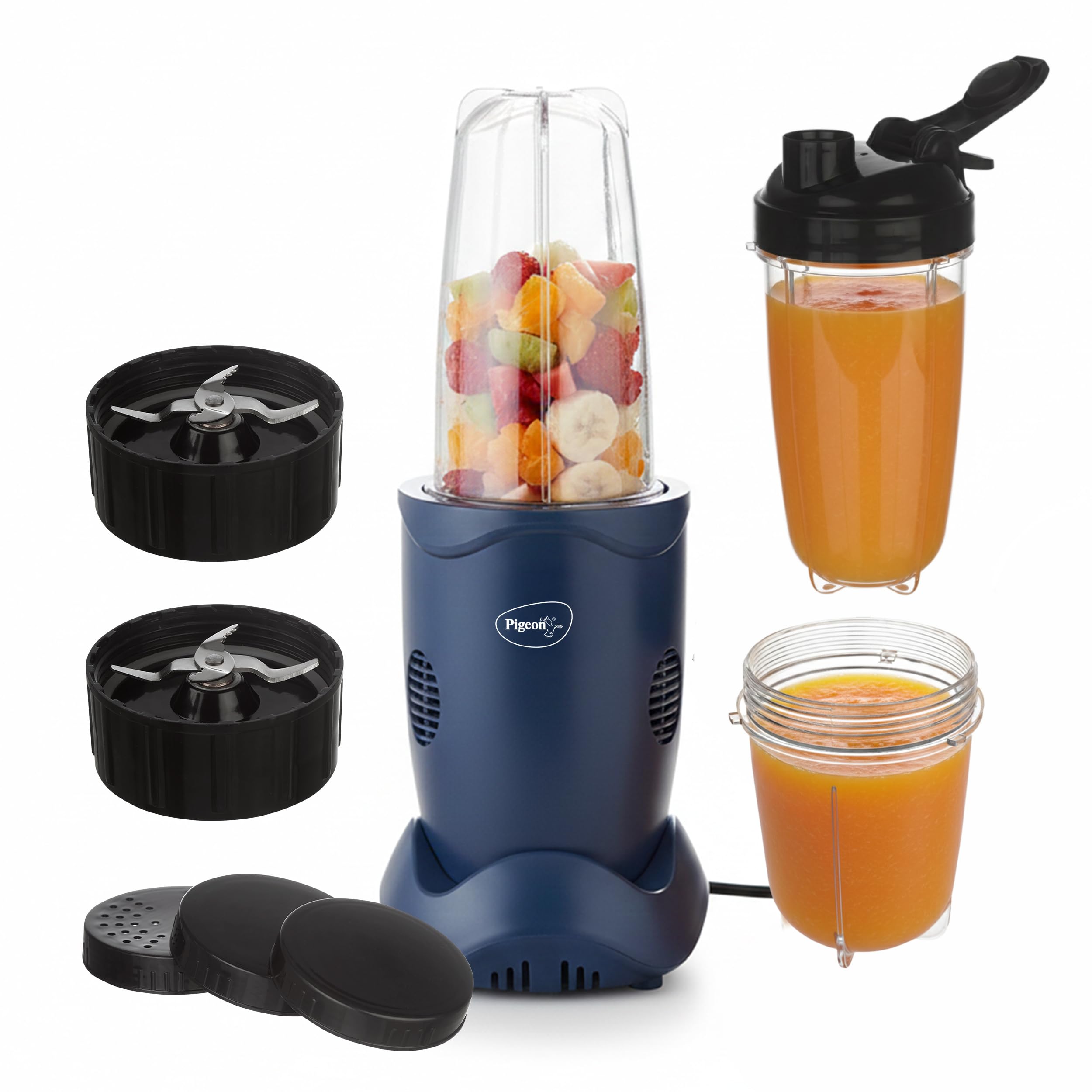 Pigeon By Stovekraft Quick Blend | Grinder Juicer Blender Smoothie Maker All-In-1 Machine | 400 Watt | 3 Jars 500Ml,Dry Grind 30